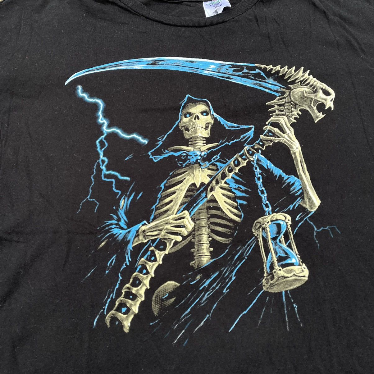 Vintage Vintage 90s Skeleton Reaper Graphic Tee Grim Grunge Boxy XL Size US XL / EU 56 / 4 - 2 Thumbnail