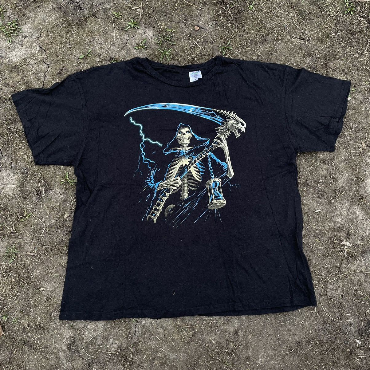 Vintage Vintage 90s Skeleton Reaper Graphic Tee Grim Grunge Boxy XL Size US XL / EU 56 / 4 - 3 Thumbnail