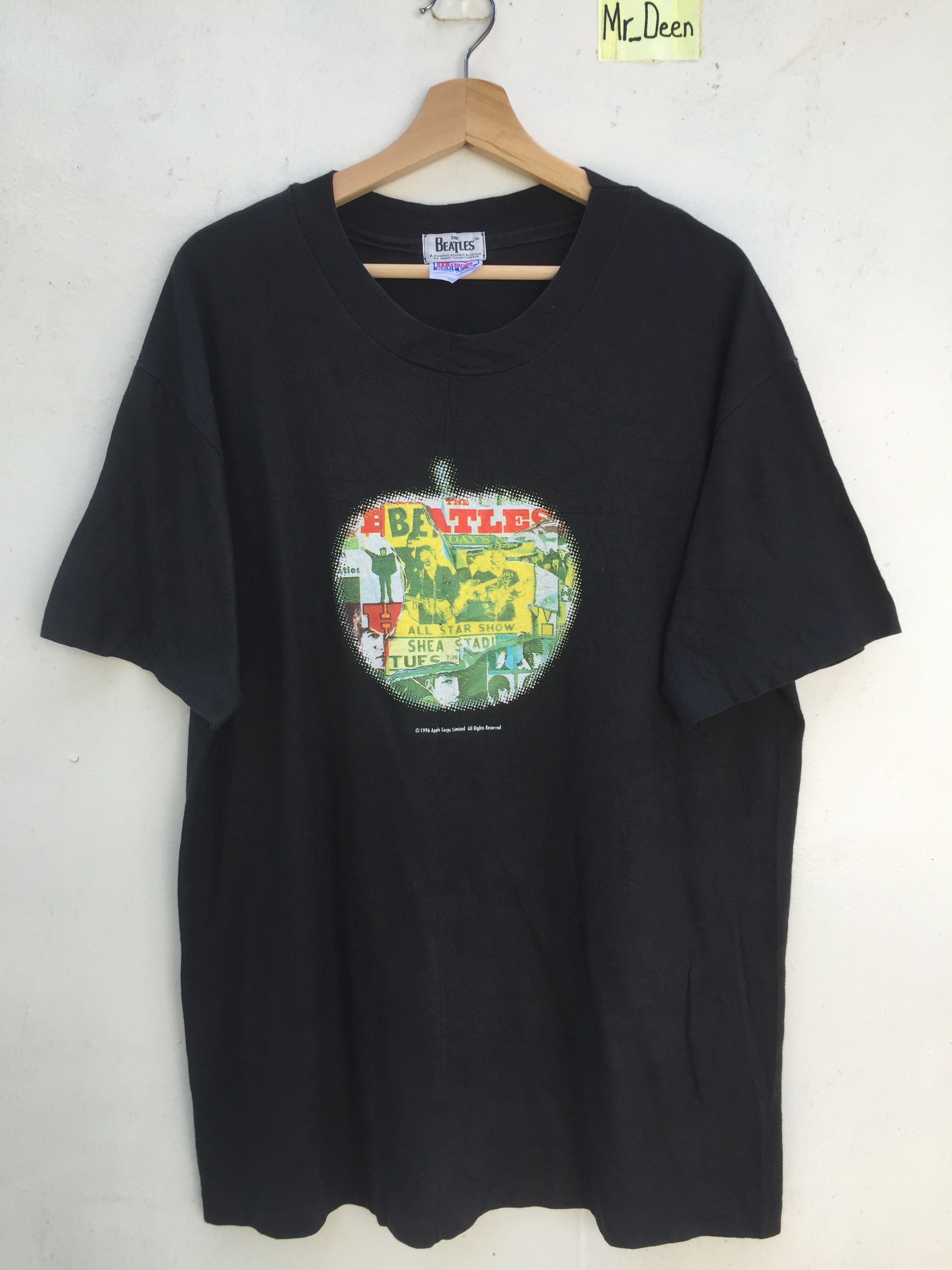 image of Band Tees x Rock T Shirt Vintage The Beatles T-Shirt Print Apple Corps 1996 Size L in Black, Men's