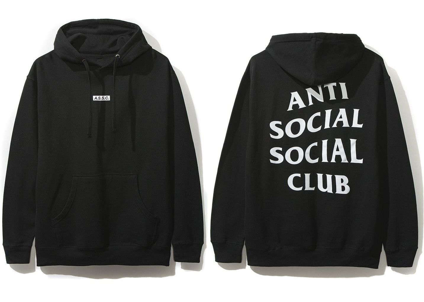 image of Anti Social Social Club Ds White Assc Box Logo What Sup Black Hoodie Bape Kith Kaws (Size Medium)