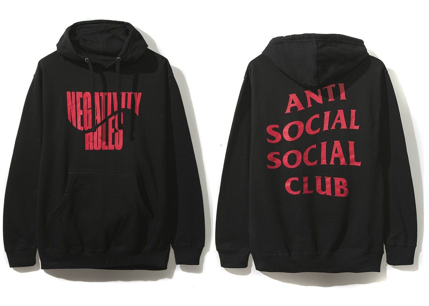 Anti Social Social Club DS ASSC Red Negativity Rules Black Hoodie Supreme  bape kith | Grailed