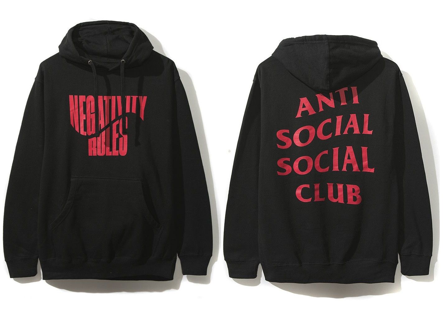 Anti Social Social Club DS ASSC Red Negativity Rules Black Hoodie Supreme bape kith Size US S / EU 44-46 / 1 - 2 Thumbnail