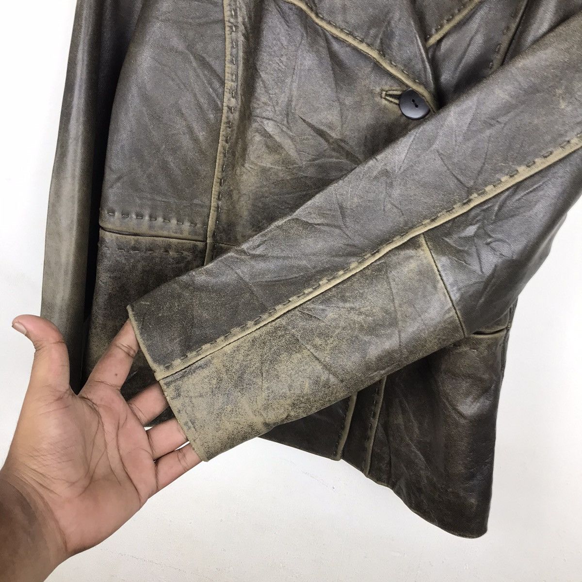 Gianni Valentino × Vintage Vintage Gianni Lo Giudice Milano Topcoat leather Jacket Size XS / US 0-2 / IT 36-38 - 6 Thumbnail