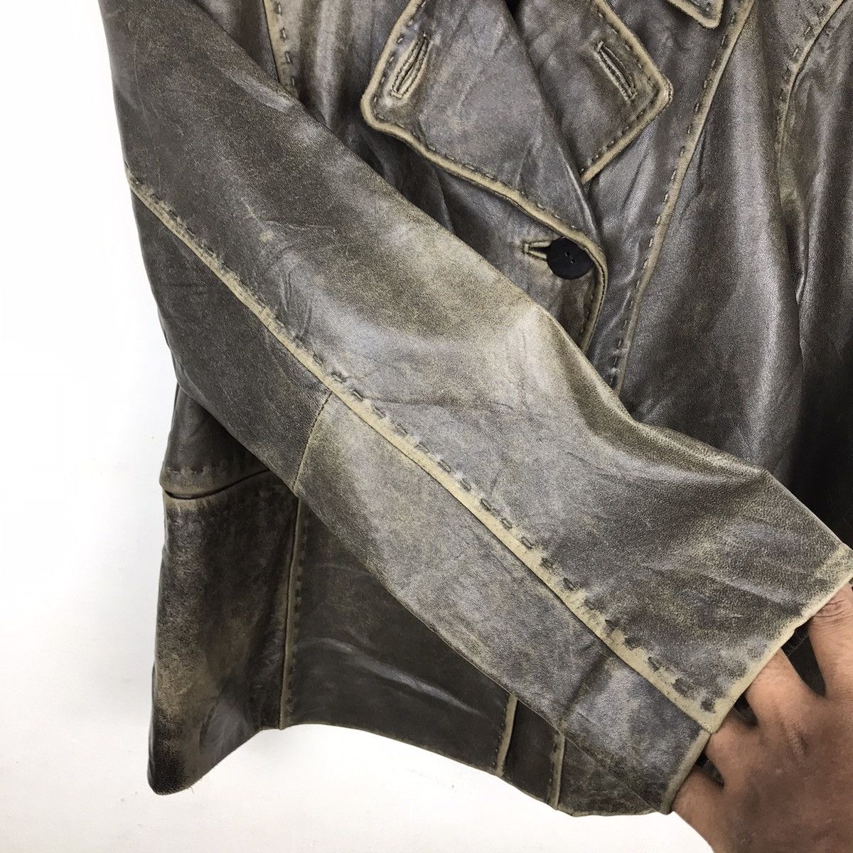 Gianni Valentino × Vintage Vintage Gianni Lo Giudice Milano Topcoat leather Jacket Size XS / US 0-2 / IT 36-38 - 5 Thumbnail