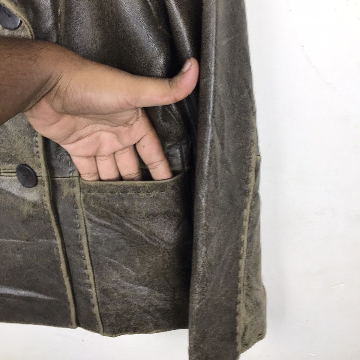 Gianni Valentino × Vintage Vintage Gianni Lo Giudice Milano Topcoat leather Jacket Size XS / US 0-2 / IT 36-38 - 7 Thumbnail