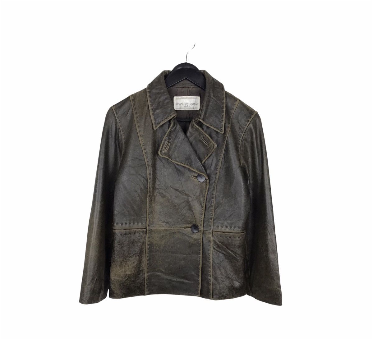 image of Vintage Gianni Lo Giudice Milano Topcoat Leather Jacket in Grey, Women's (Size XS)