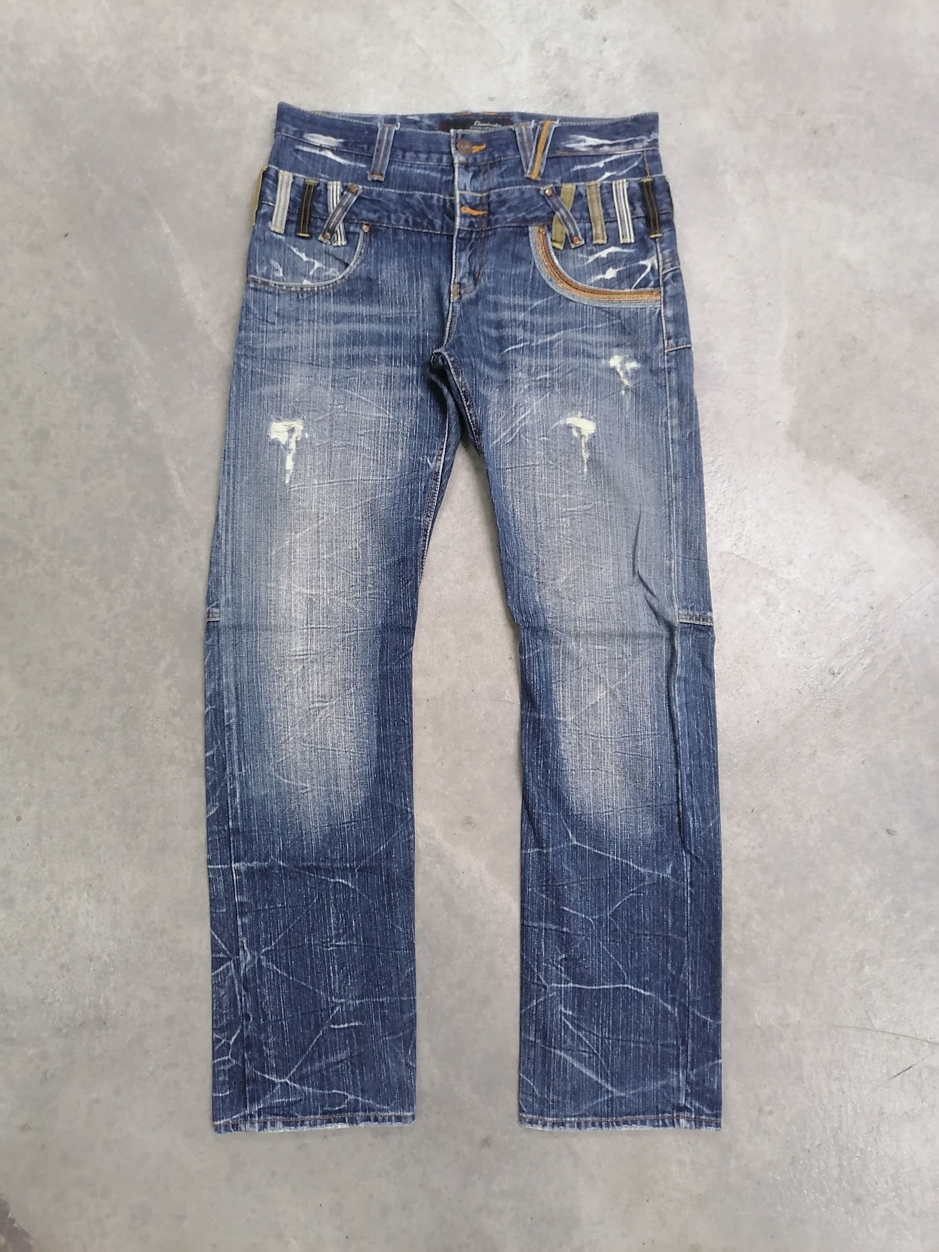 Japanese Brand Sickkk❗Dominate Double Waist Distressed Denim Pants🔥 Size US 33 - 5 Thumbnail