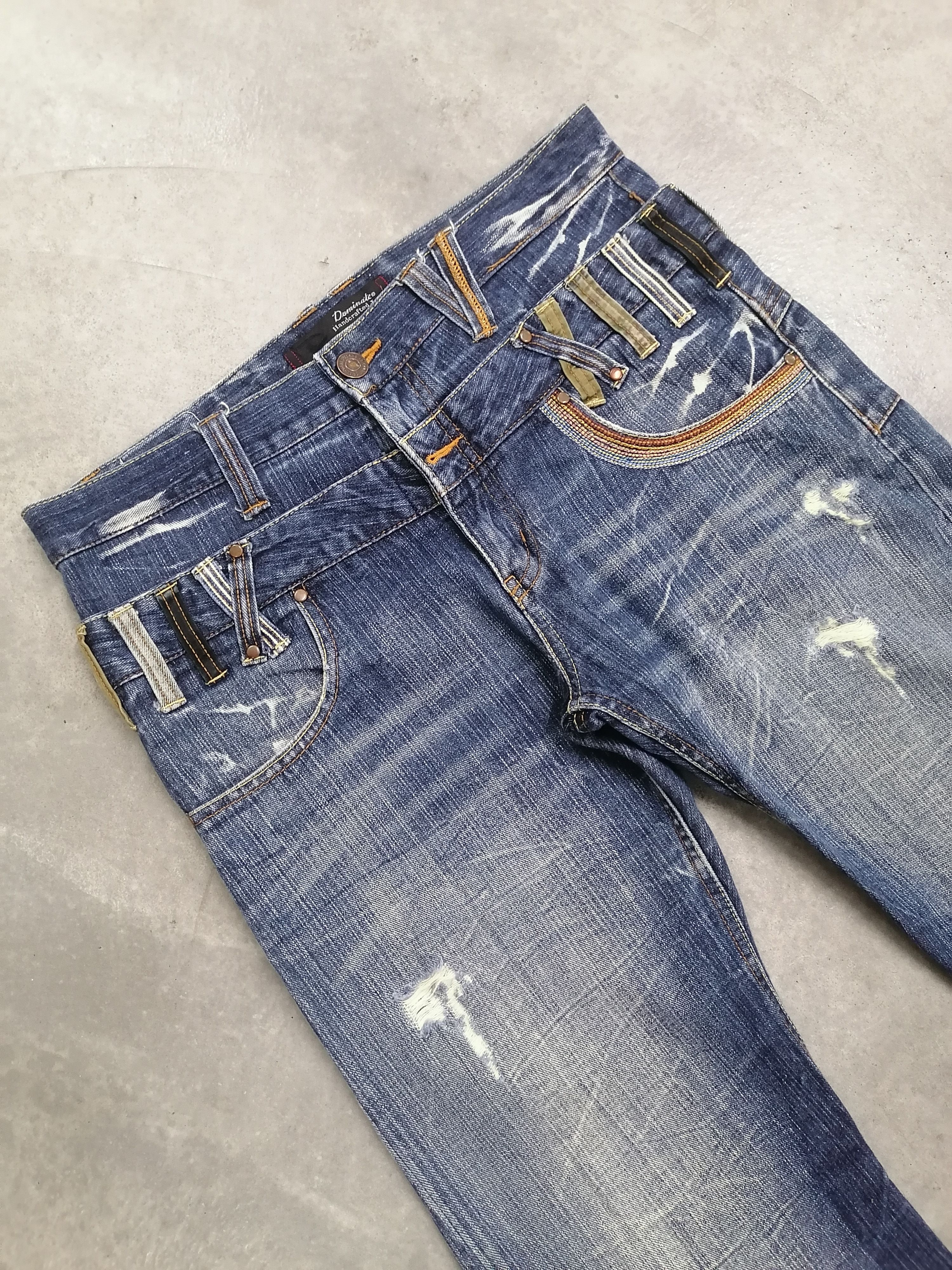 Japanese Brand Sickkk❗Dominate Double Waist Distressed Denim Pants🔥 Size US 33 - 7 Thumbnail