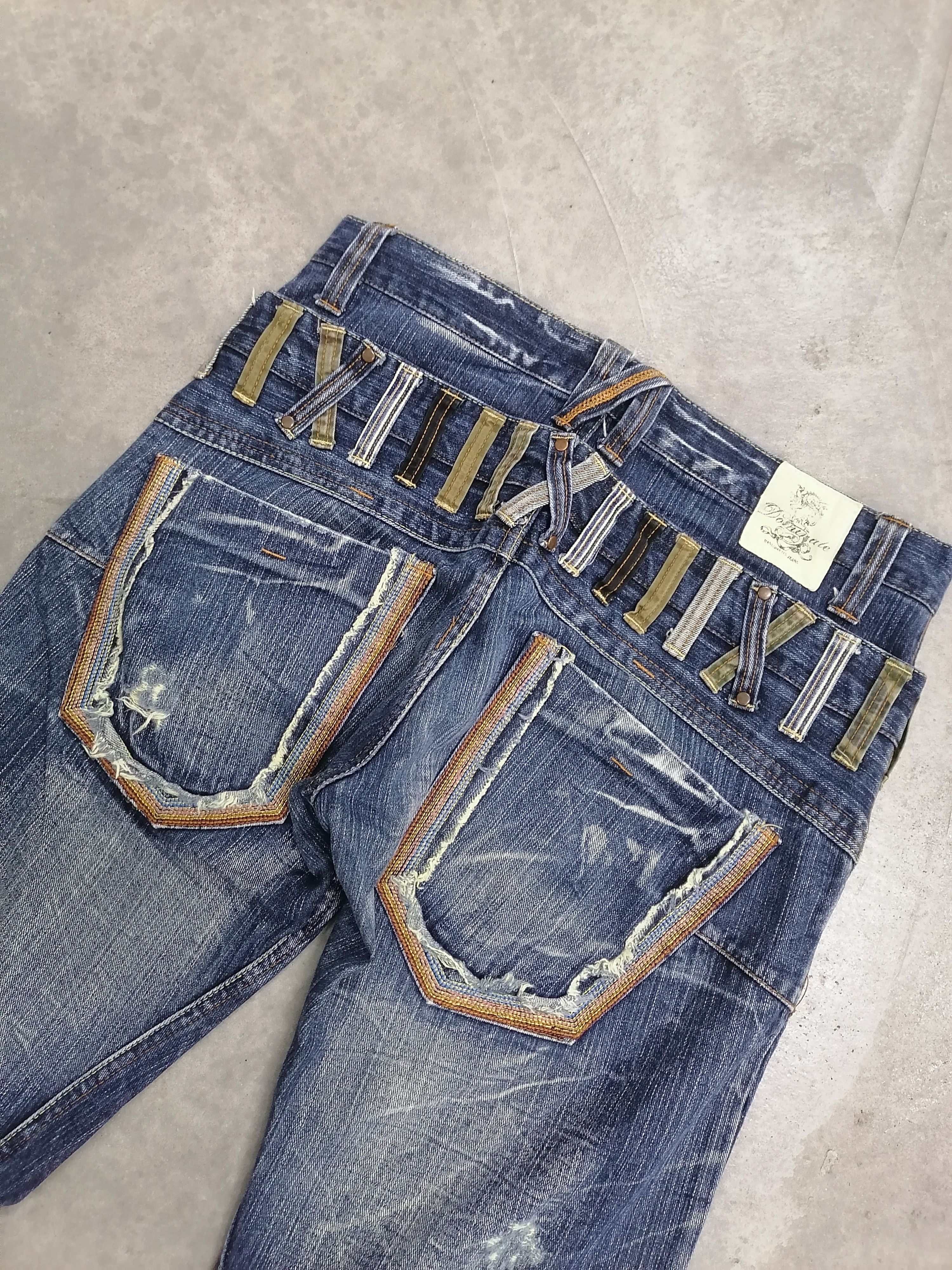 Japanese Brand Sickkk❗Dominate Double Waist Distressed Denim Pants🔥 Size US 33 - 2 Thumbnail