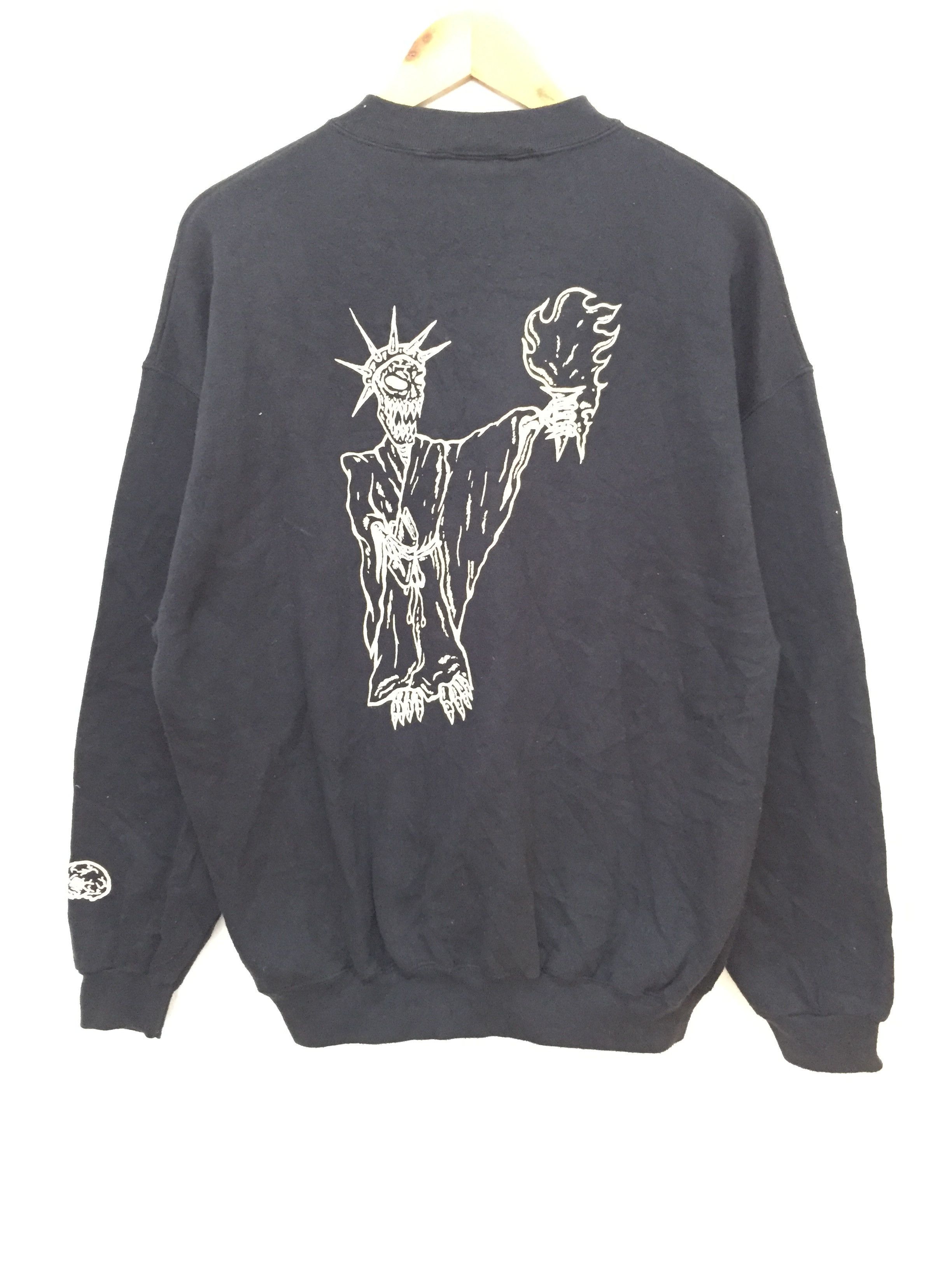 Japanese Brand 90's PUNK statue of liberty skull 50/50 polycotton Size US L / EU 52-54 / 3 - 3 Thumbnail