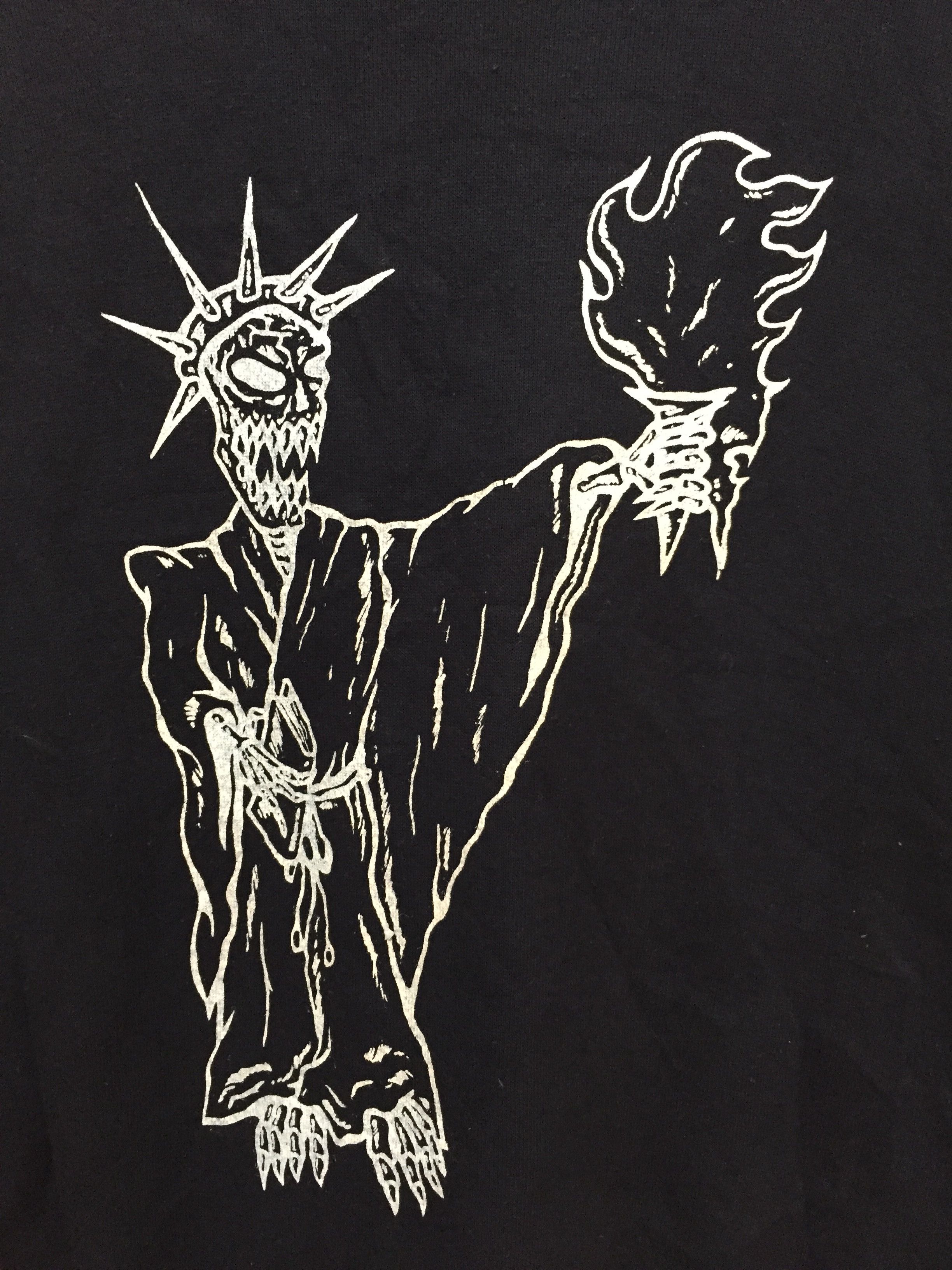 Japanese Brand 90's PUNK statue of liberty skull 50/50 polycotton Size US L / EU 52-54 / 3 - 4 Thumbnail
