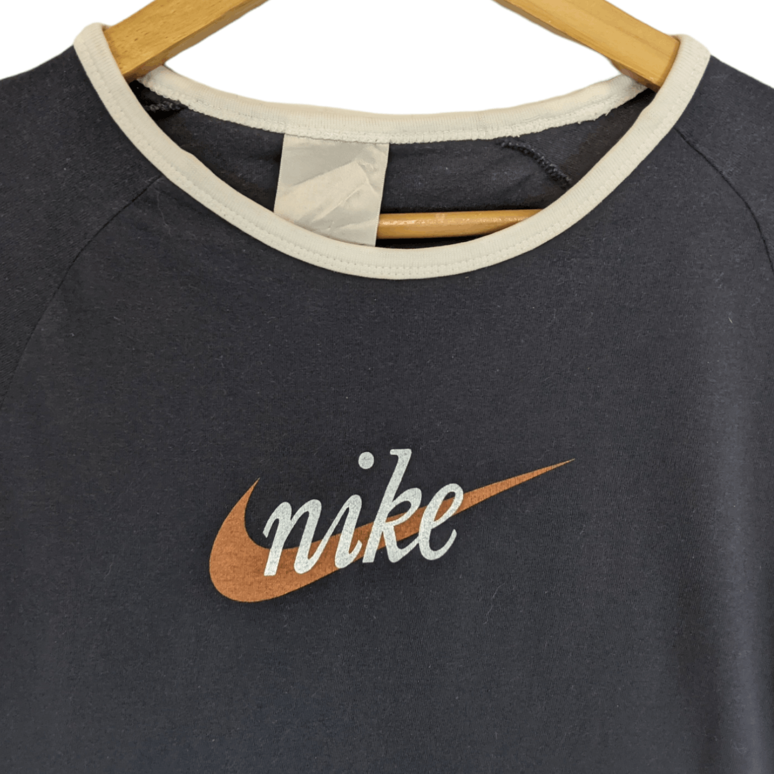 Nike × Vintage Vintage NIKE Big Swoosh Logo Ringer T-Shirt Size M / US 6-8 / IT 42-44 - 4 Thumbnail