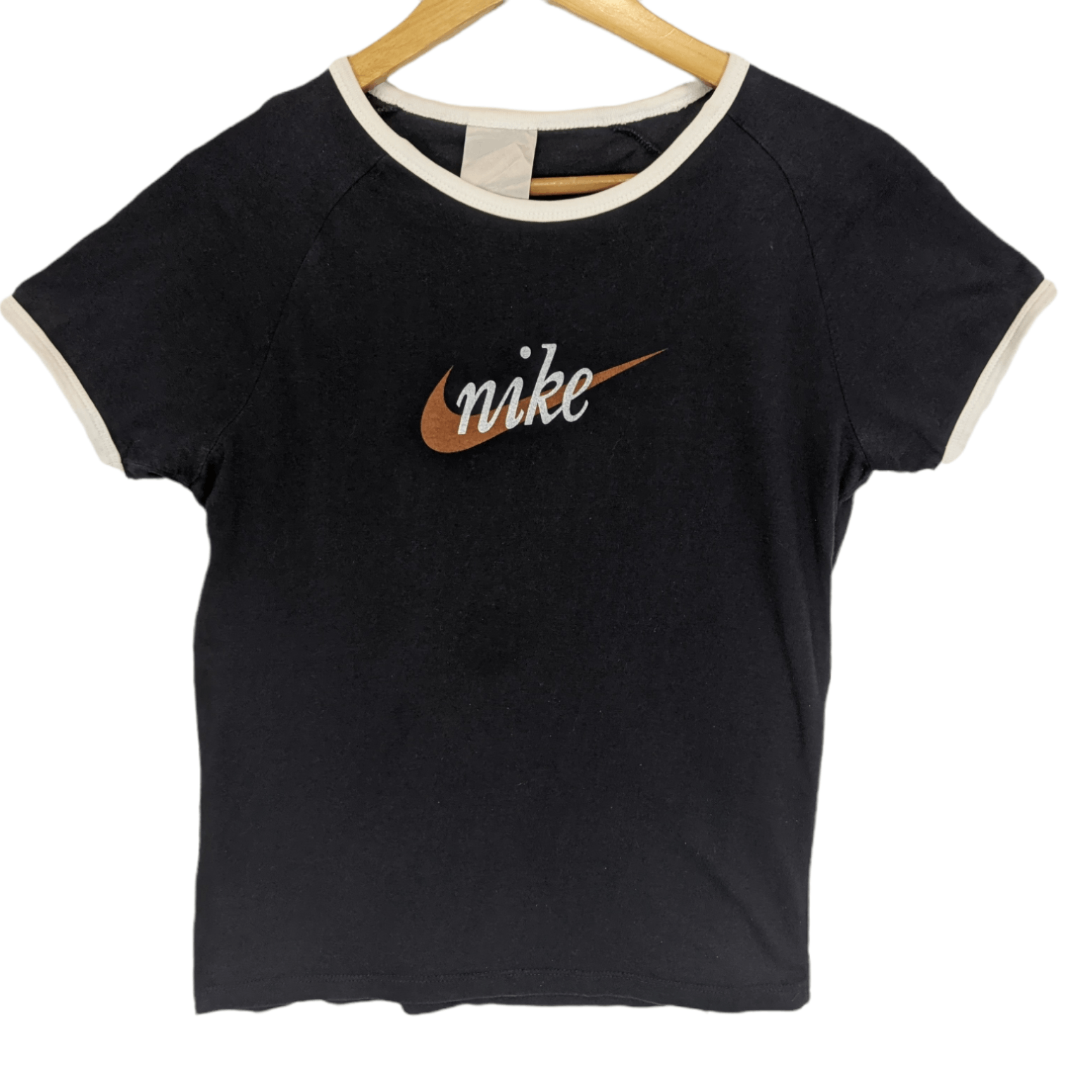 Nike × Vintage Vintage NIKE Big Swoosh Logo Ringer T-Shirt Size M / US 6-8 / IT 42-44 - 2 Thumbnail