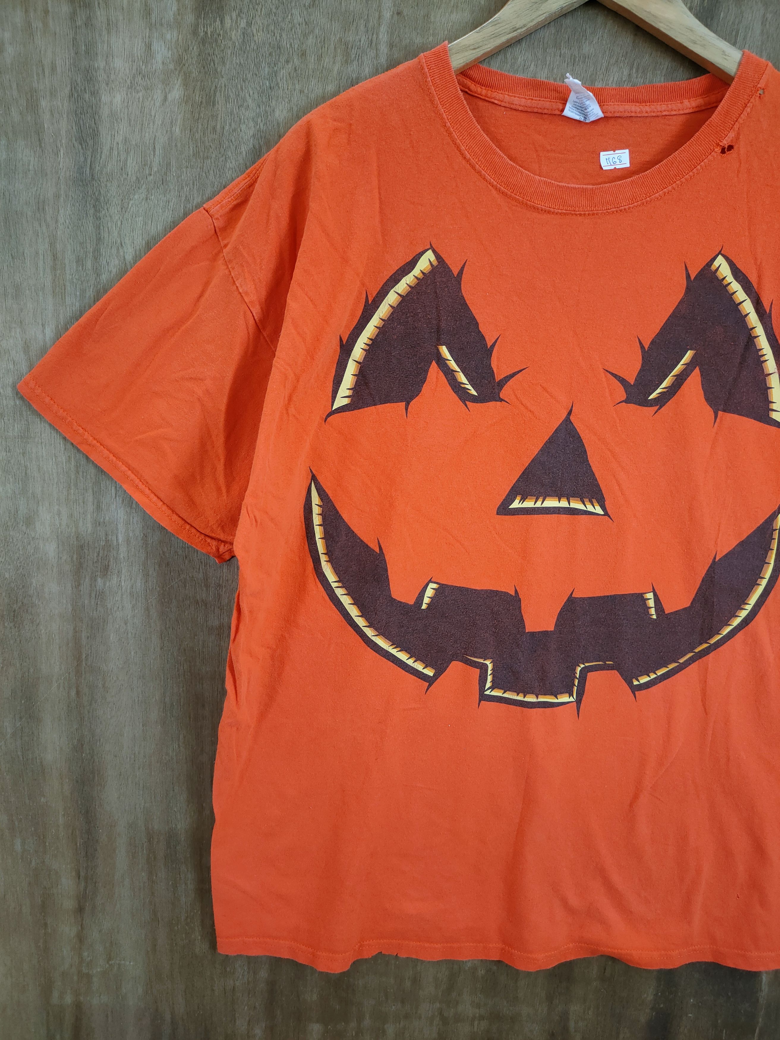 Vintage DLL Halloween pumpkin ghost tee tshirt orange #1168 Size US XL / EU 56 / 4 - 2 Thumbnail