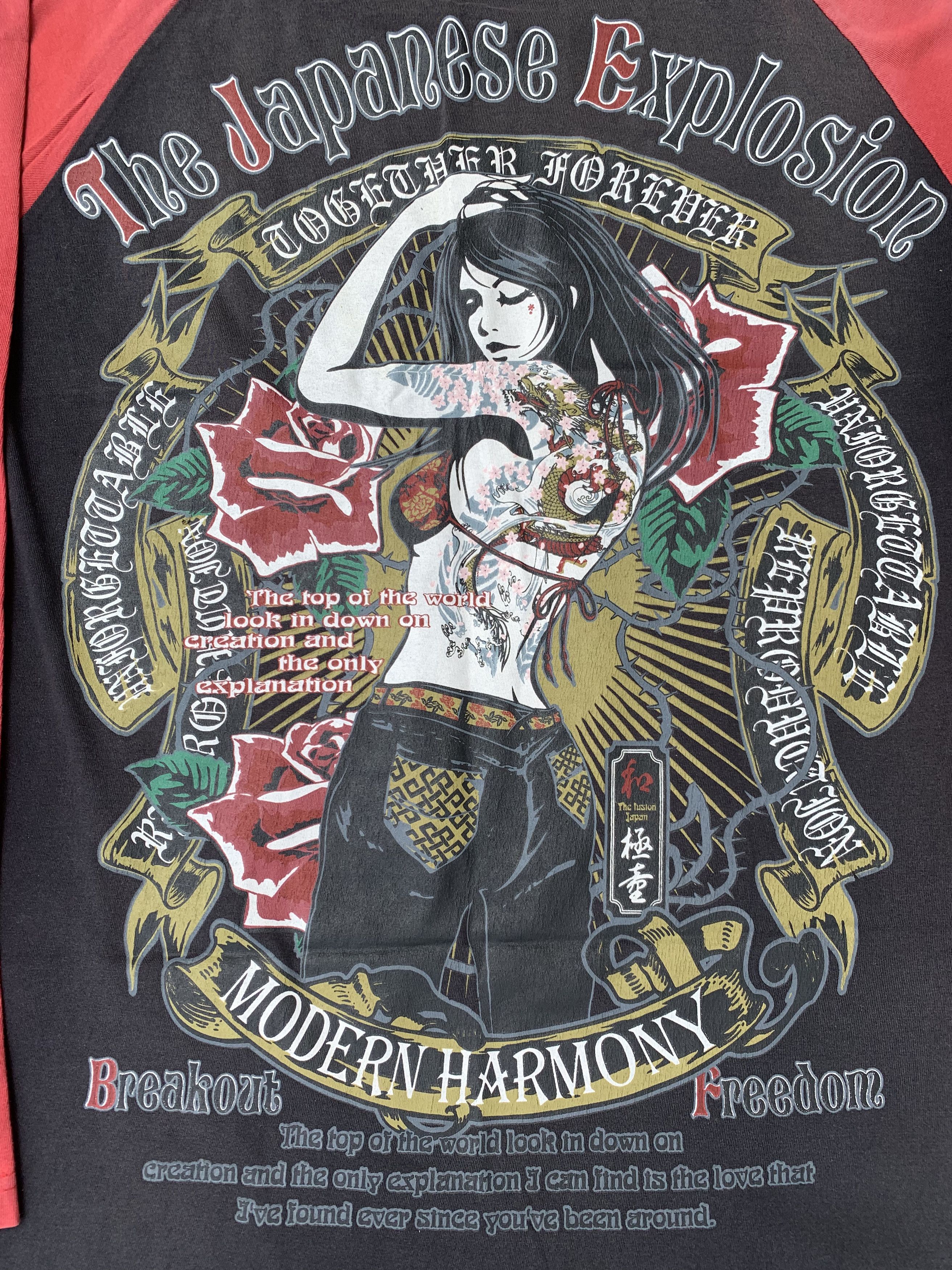 Vintage Vintage Sakura Girl Sukajan Graphic Gradient Faded LS Tee Size US L / EU 52-54 / 3 - 10 Thumbnail