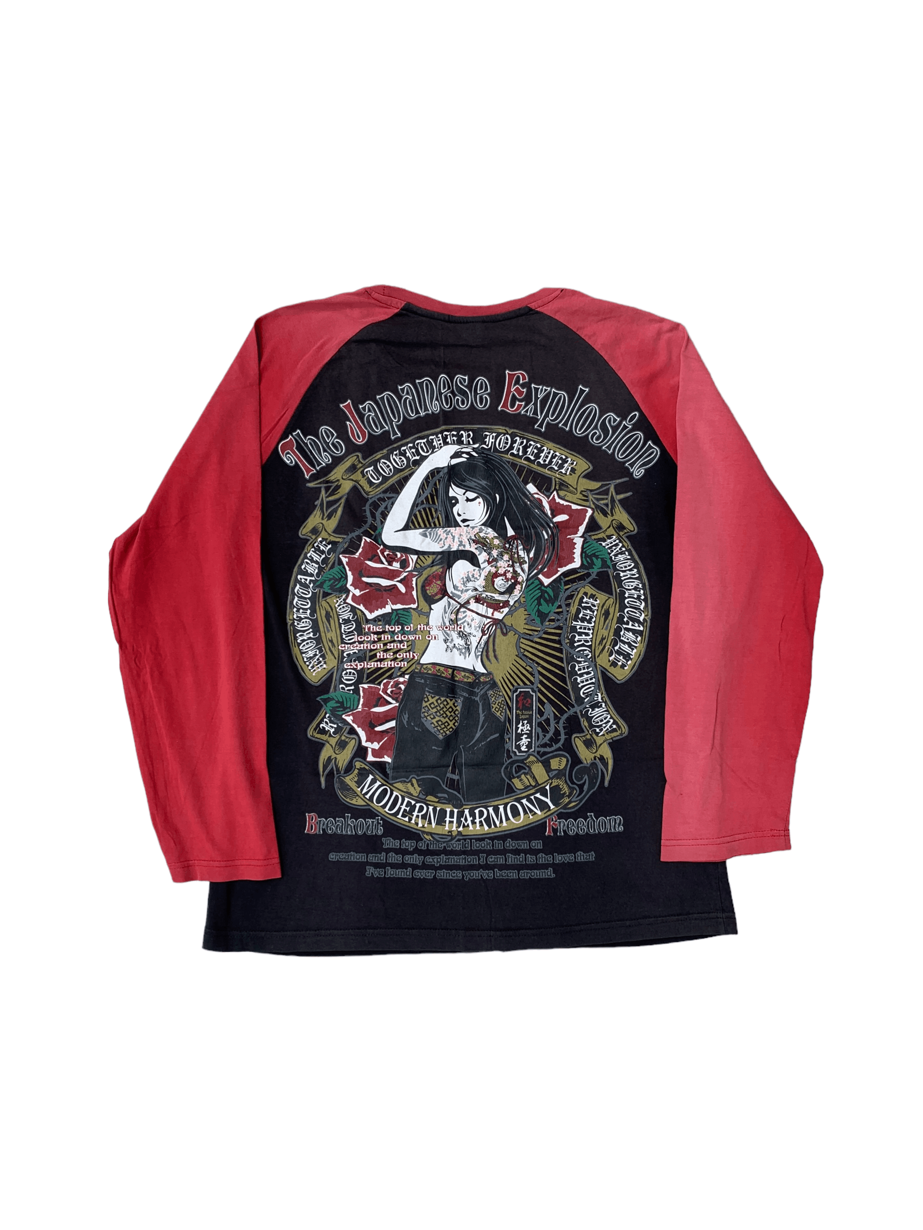 Vintage Vintage Sakura Girl Sukajan Graphic Gradient Faded LS Tee Size US L / EU 52-54 / 3 - 1 Thumbnail