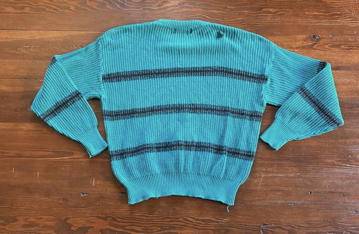 Vintage Vintage 80’s Newcastle Knits Striped Teal Sweater Size US L / EU 52-54 / 3 - 8 Thumbnail