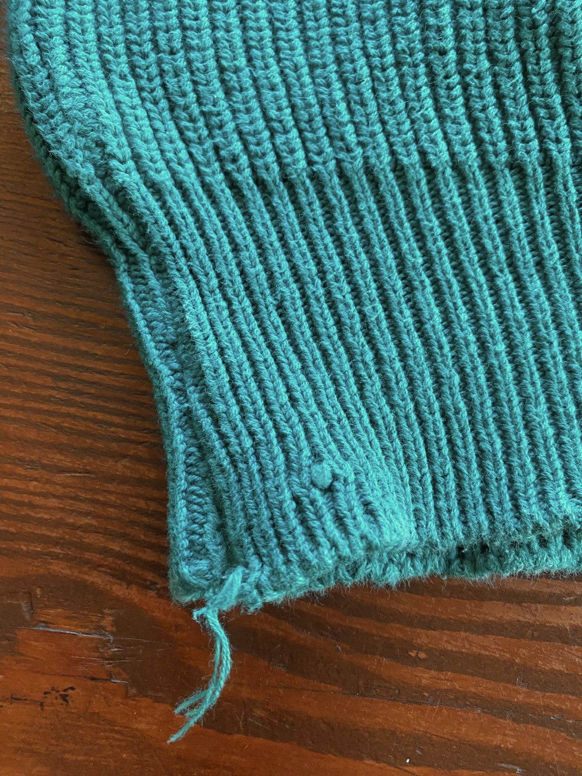 Vintage Vintage 80’s Newcastle Knits Striped Teal Sweater Size US L / EU 52-54 / 3 - 3 Thumbnail