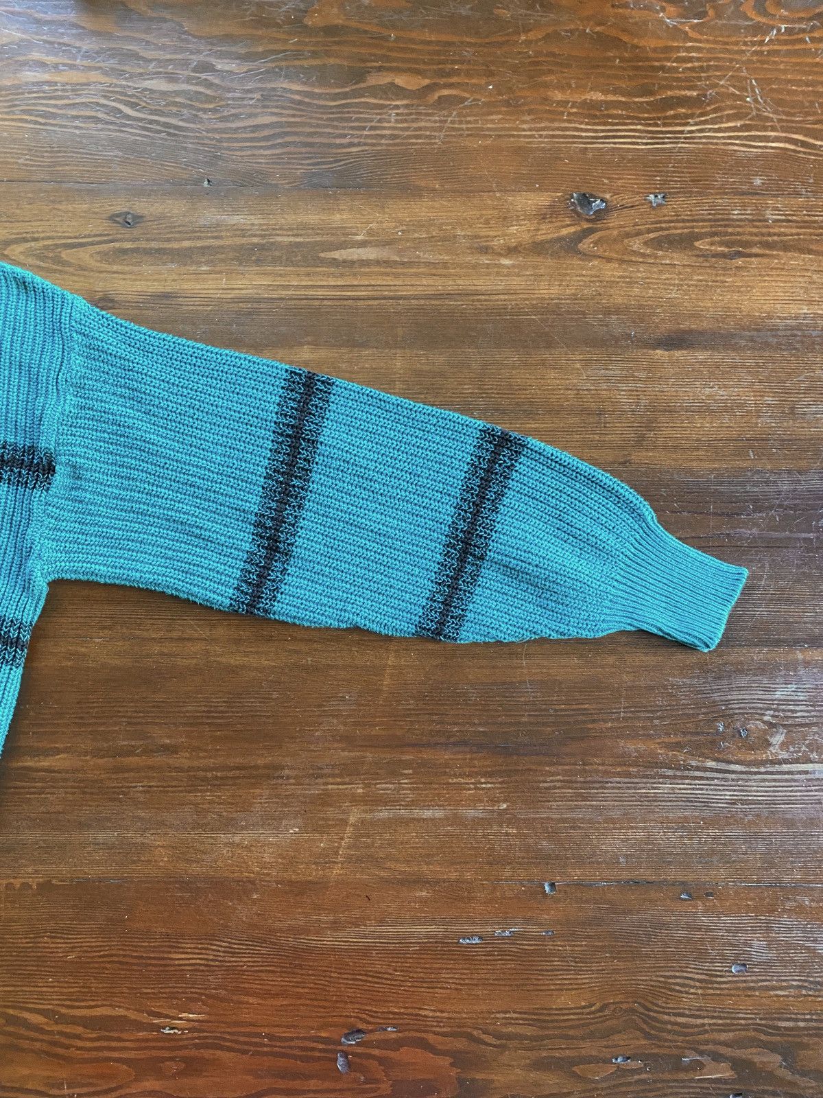 Vintage Vintage 80’s Newcastle Knits Striped Teal Sweater Size US L / EU 52-54 / 3 - 9 Thumbnail