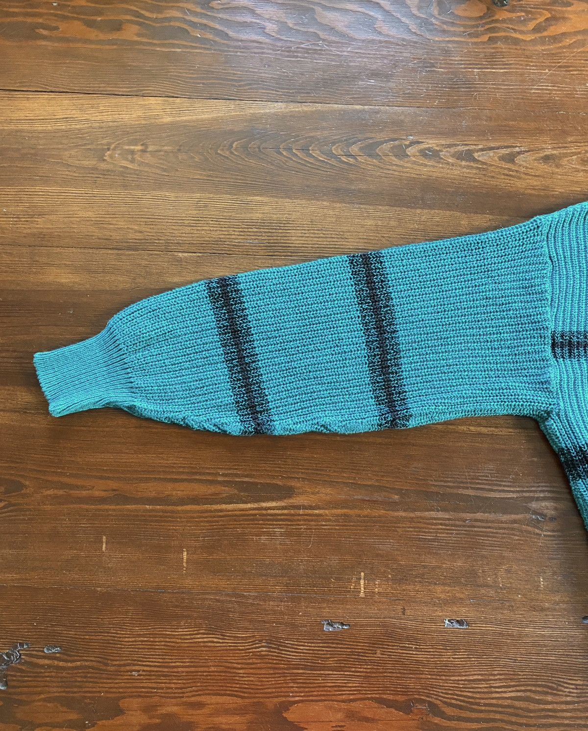 Vintage Vintage 80’s Newcastle Knits Striped Teal Sweater Size US L / EU 52-54 / 3 - 7 Thumbnail