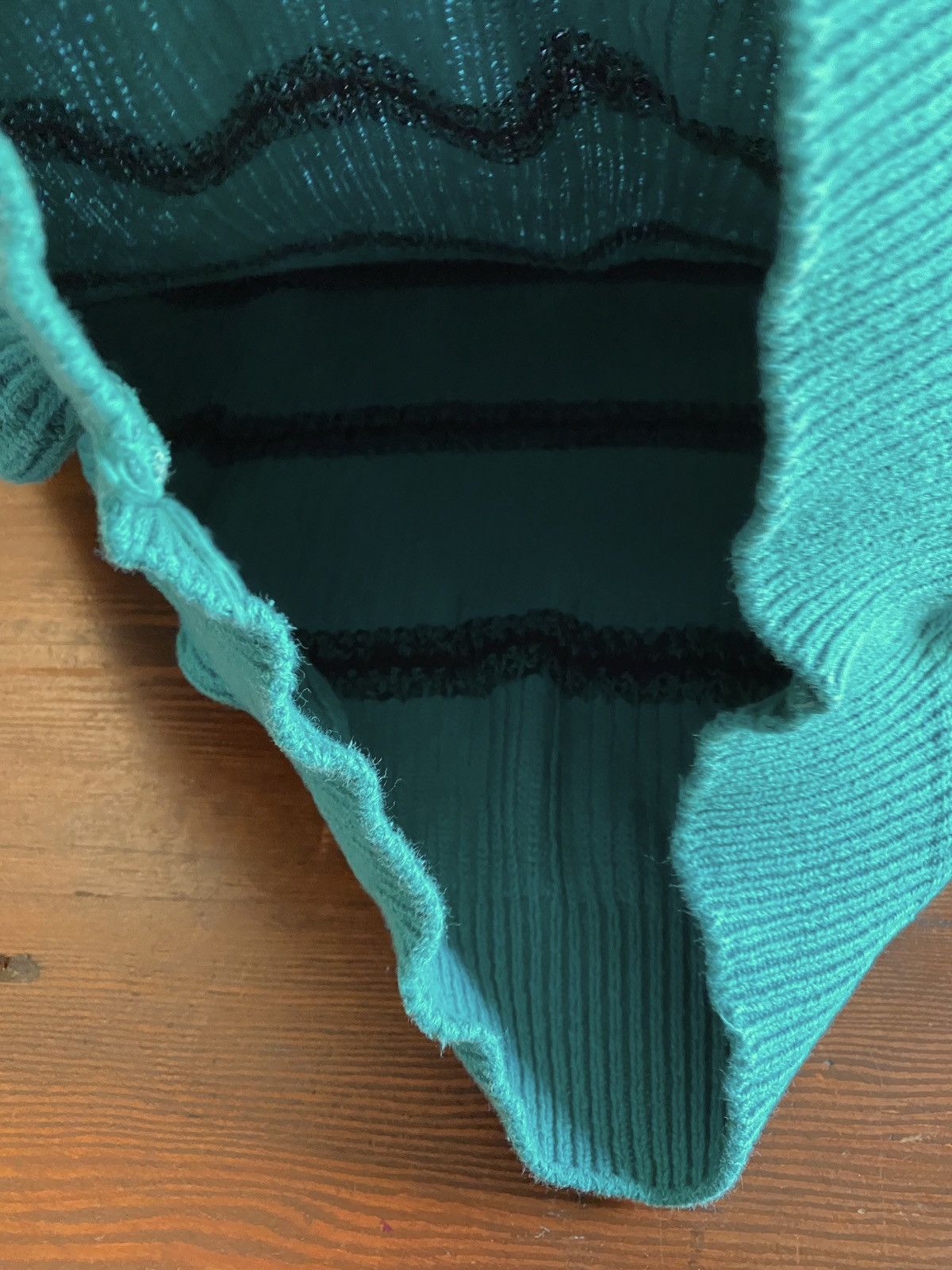 Vintage Vintage 80’s Newcastle Knits Striped Teal Sweater Size US L / EU 52-54 / 3 - 5 Thumbnail