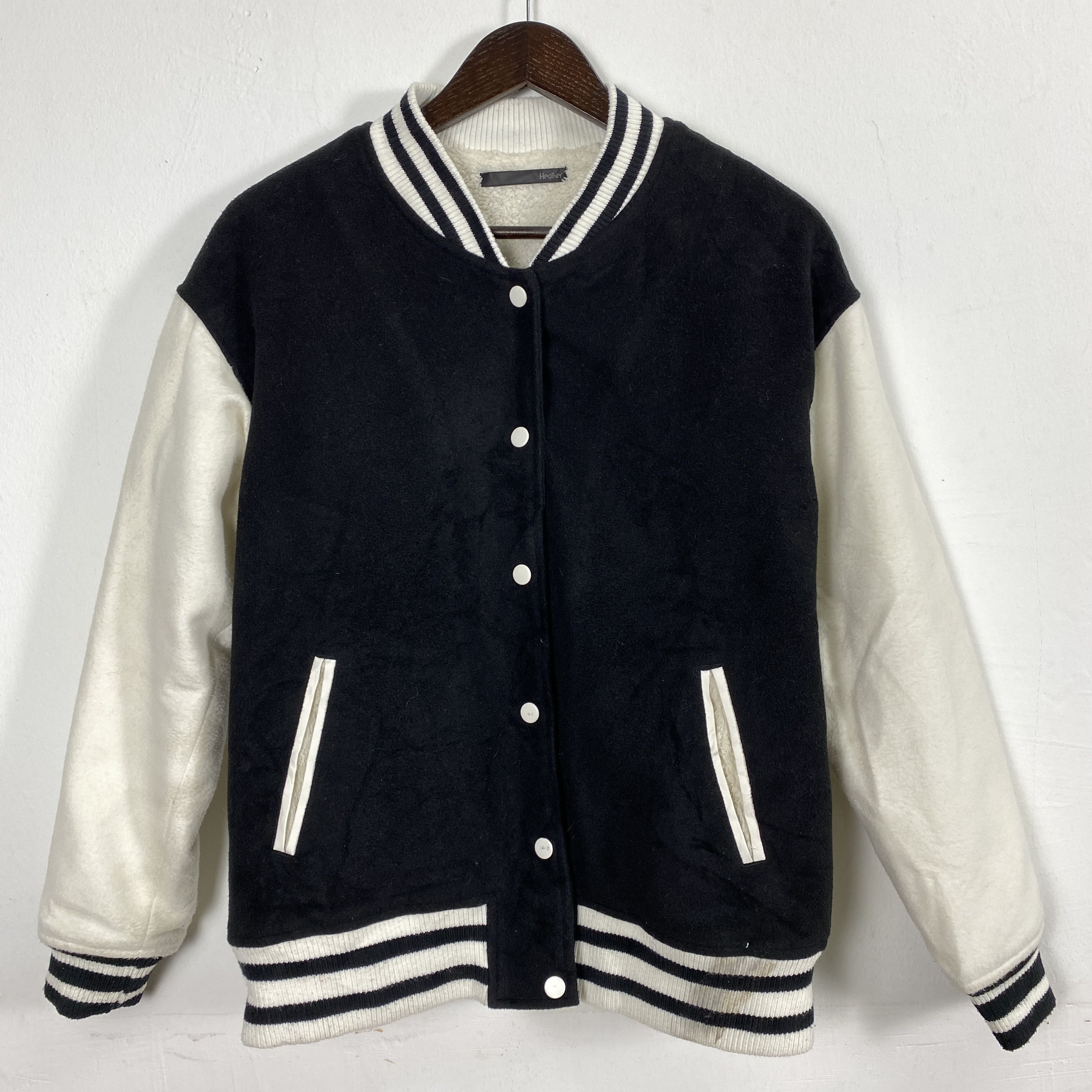 Japanese Brand Vintage Heather Wool Varsity Jacket Fleece Lined J0154 Size US S / EU 44-46 / 1 - 1 Thumbnail