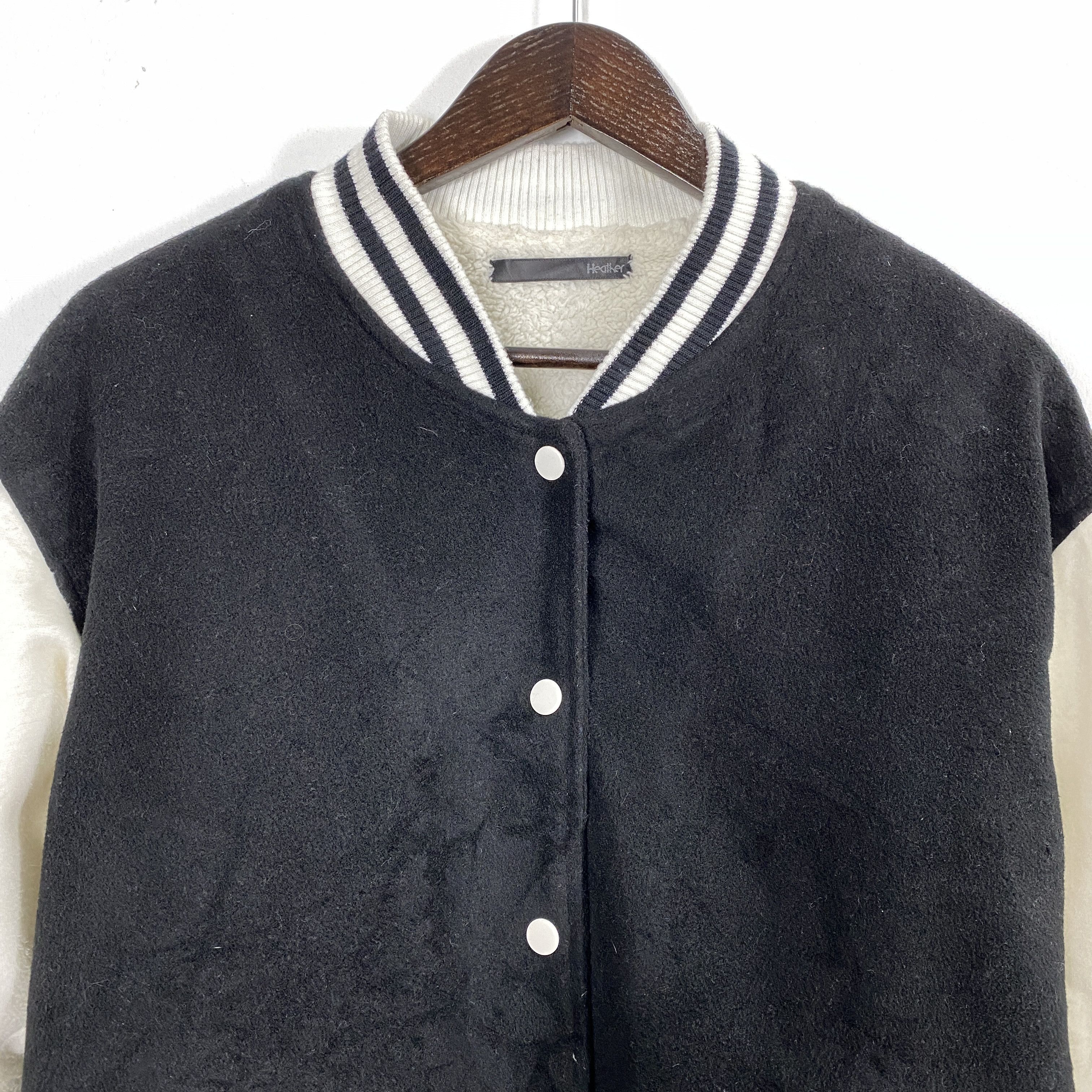 Japanese Brand Vintage Heather Wool Varsity Jacket Fleece Lined J0154 Size US S / EU 44-46 / 1 - 2 Thumbnail