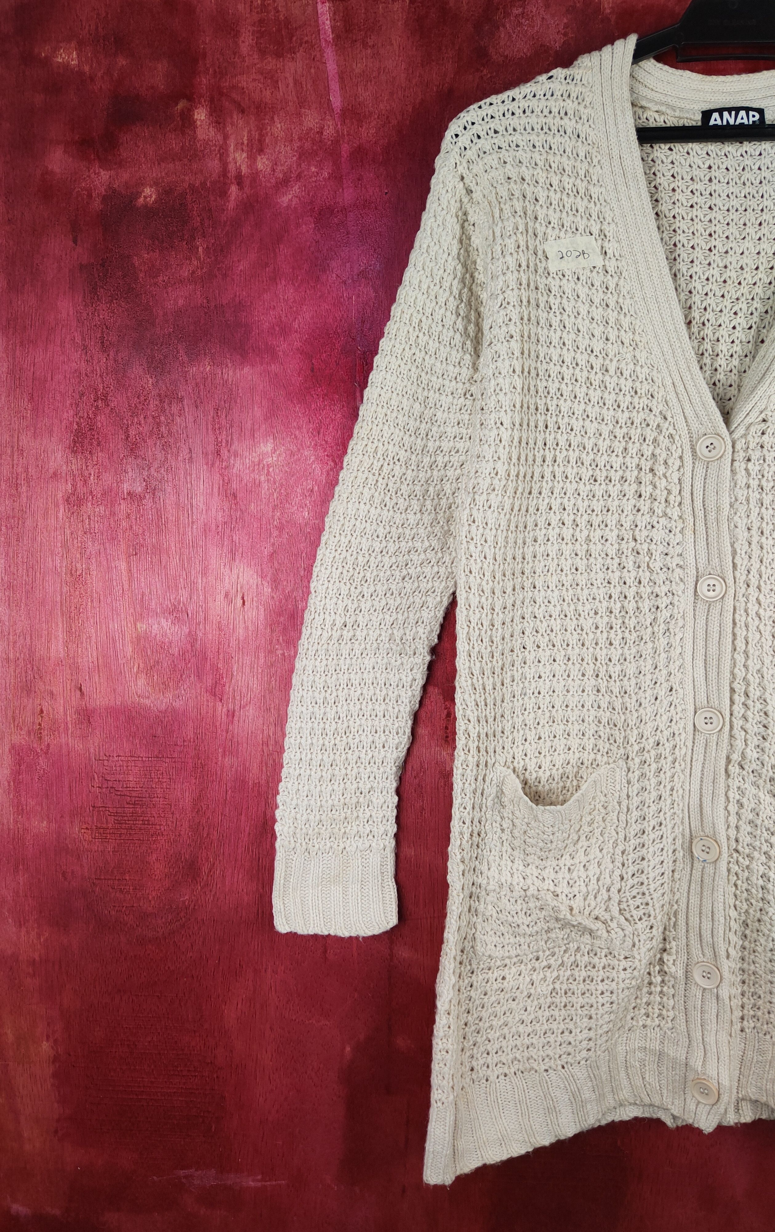 Homespun Knitwear × Japanese Brand Anap Light Brown cable aran isle Knitwear Cardigan #202B Size M / US 6-8 / IT 42-44 - 3 Thumbnail