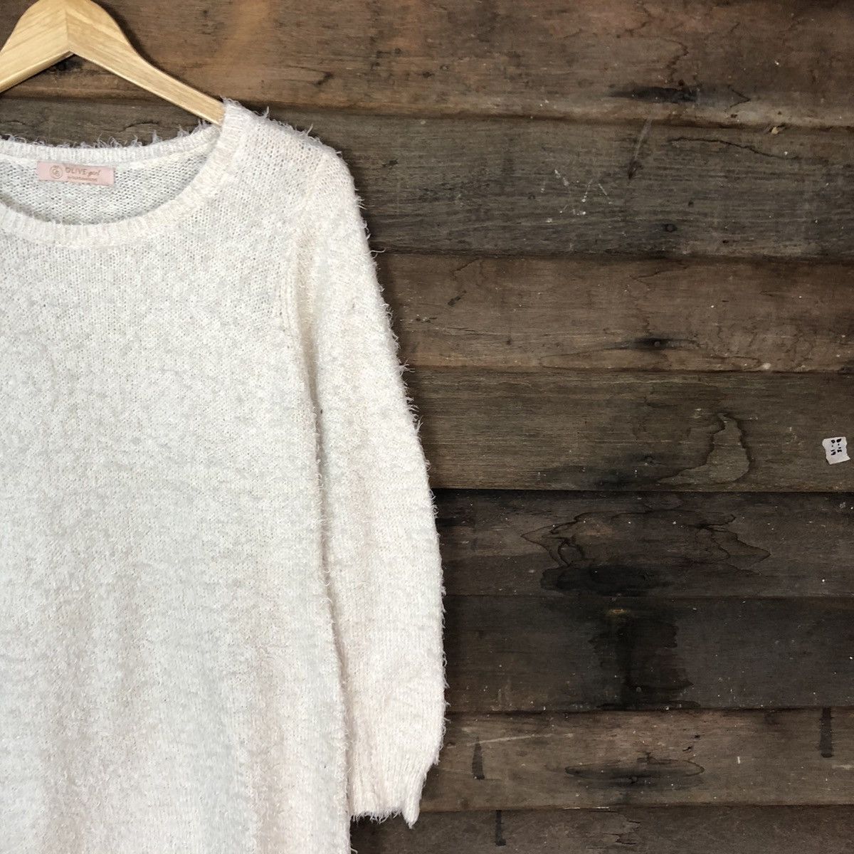 Homespun Knitwear D Olive Girl White Mohair Shag Shaggy Knitwear #c1175 Size M / US 6-8 / IT 42-44 - 5 Thumbnail