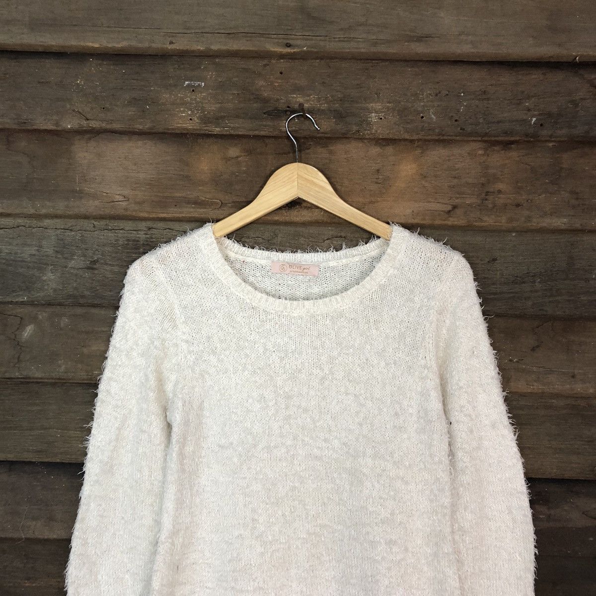 Homespun Knitwear D Olive Girl White Mohair Shag Shaggy Knitwear #c1175 Size M / US 6-8 / IT 42-44 - 9 Thumbnail