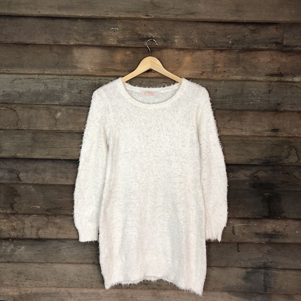Homespun Knitwear D Olive Girl White Mohair Shag Shaggy Knitwear #c1175 Size M / US 6-8 / IT 42-44 - 3 Thumbnail