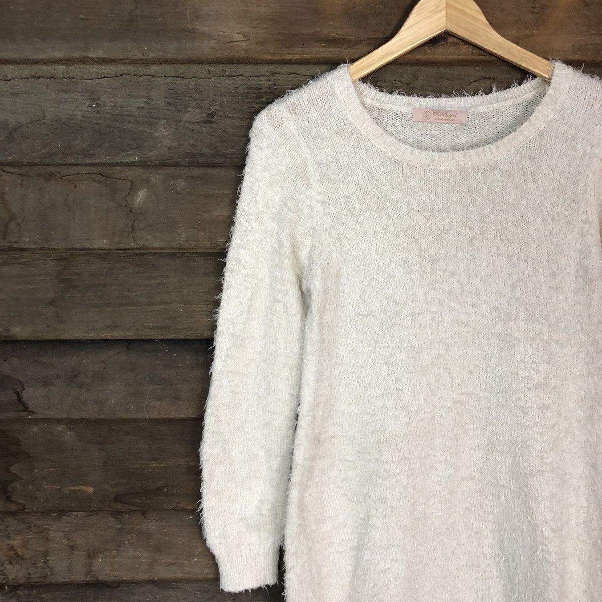 Homespun Knitwear D Olive Girl White Mohair Shag Shaggy Knitwear #c1175 Size M / US 6-8 / IT 42-44 - 7 Thumbnail