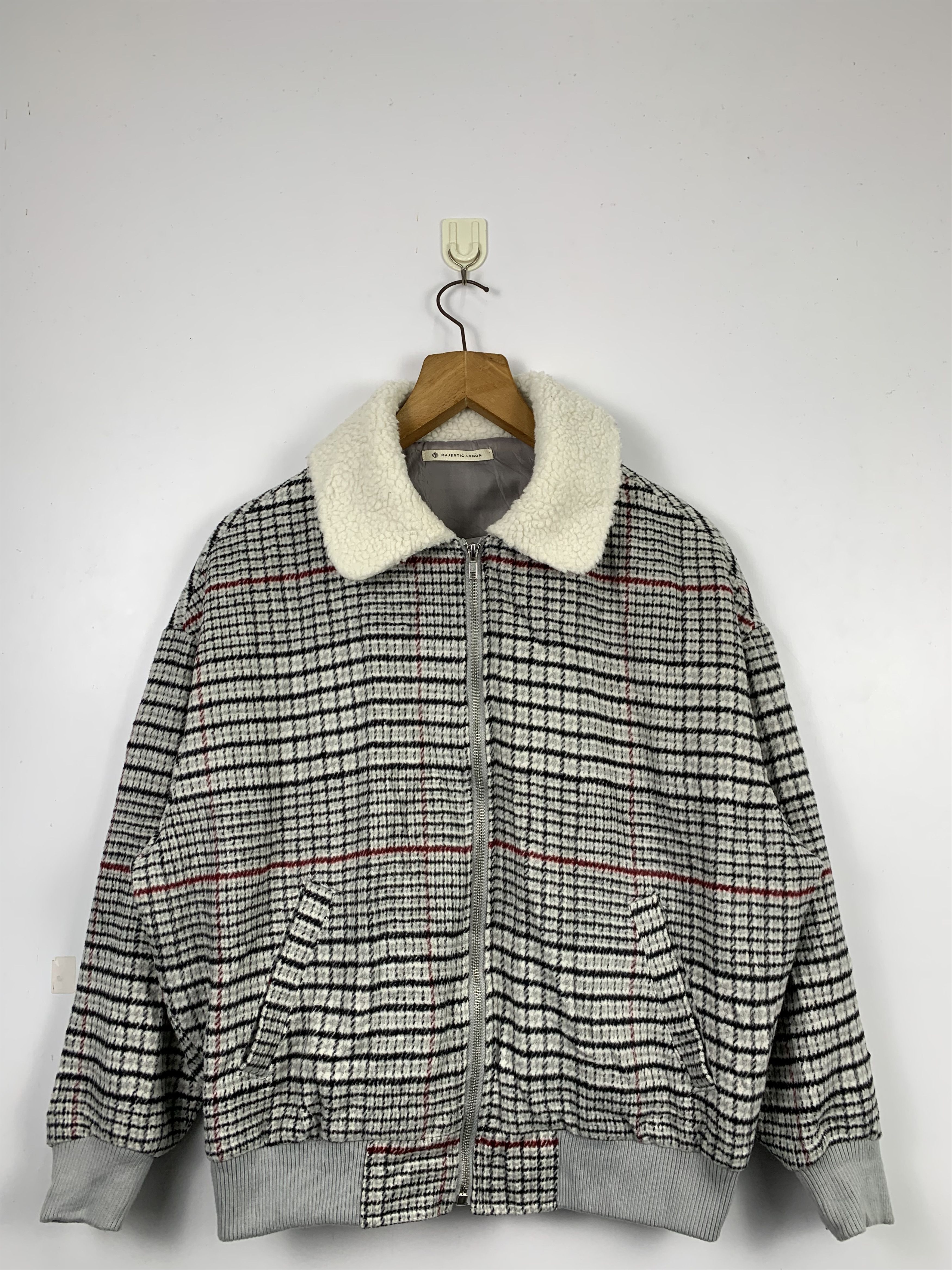 Majestic Vintage MAJESTIC LEGON Checkered Wool Bomber Jacket J0354 Size US L / EU 52-54 / 3 - 1 Thumbnail