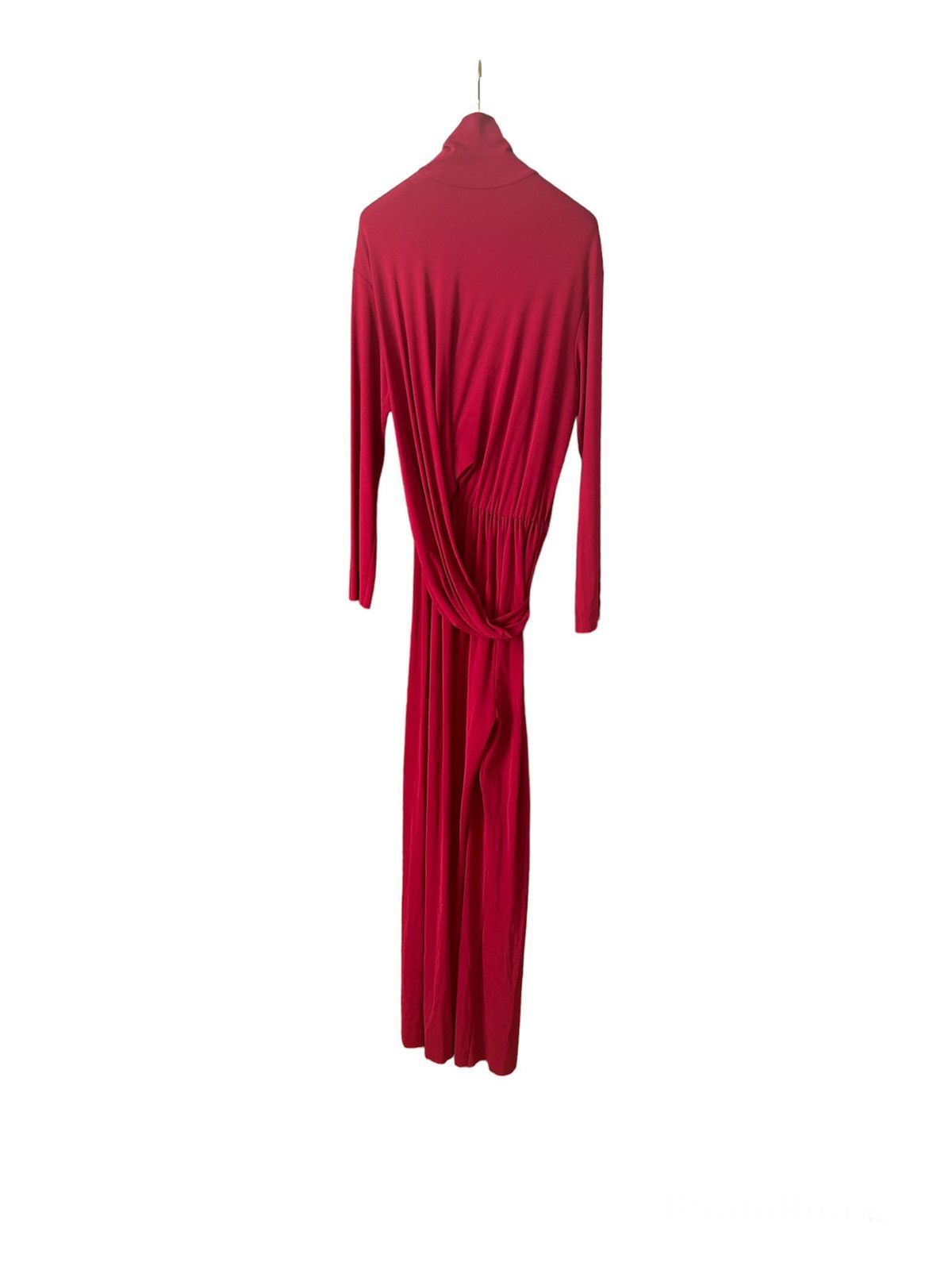 Balenciaga Draped High Neck Jumpsuit Size 36FR/4US Red Size 26" / US 2 / IT 38 - 2 Thumbnail
