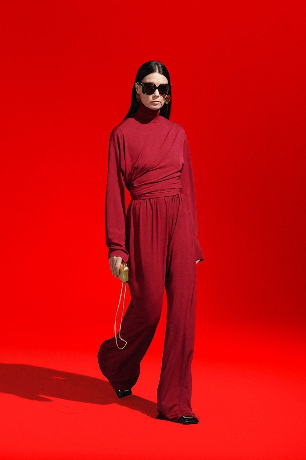 Balenciaga Draped High Neck Jumpsuit Size 36FR/4US Red Size 26" / US 2 / IT 38 - 1 Thumbnail