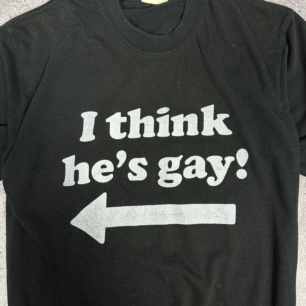 Vintage Vintage 90s I think He’s gay Humor sun faded tee washed Y2K Size US M / EU 48-50 / 2 - 4 Thumbnail