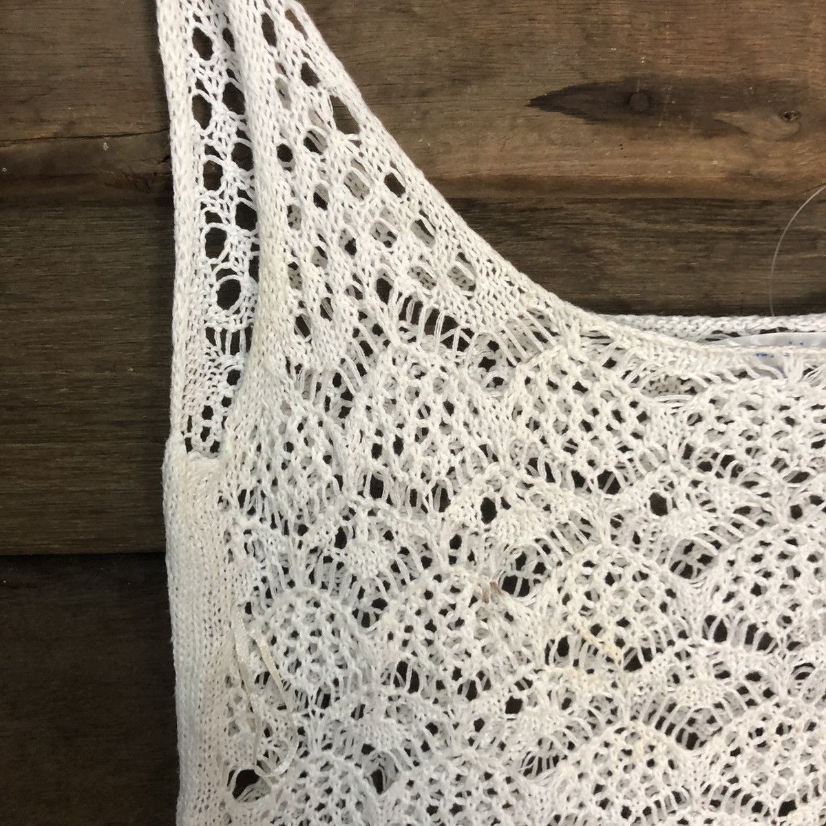 Homespun Knitwear Valley Girl Mesh Net Crochet White Cardigan Knitwear #7177 Size M / US 6-8 / IT 42-44 - 7 Thumbnail