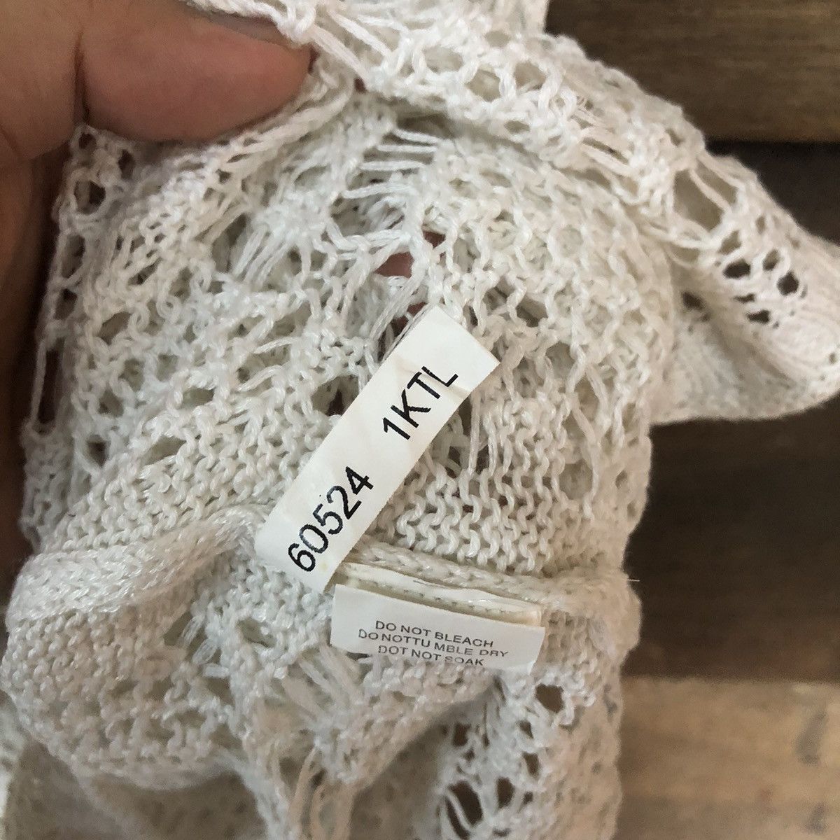 Homespun Knitwear Valley Girl Mesh Net Crochet White Cardigan Knitwear #7177 Size M / US 6-8 / IT 42-44 - 9 Thumbnail