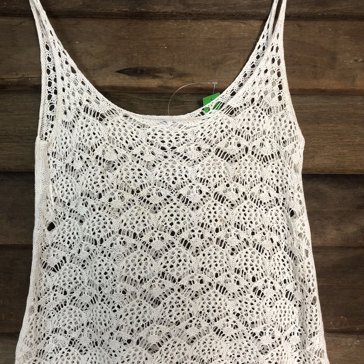 Homespun Knitwear Valley Girl Mesh Net Crochet White Cardigan Knitwear #7177 Size M / US 6-8 / IT 42-44 - 5 Thumbnail