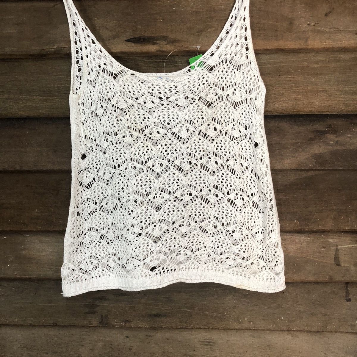 Homespun Knitwear Valley Girl Mesh Net Crochet White Cardigan Knitwear #7177 Size M / US 6-8 / IT 42-44 - 3 Thumbnail