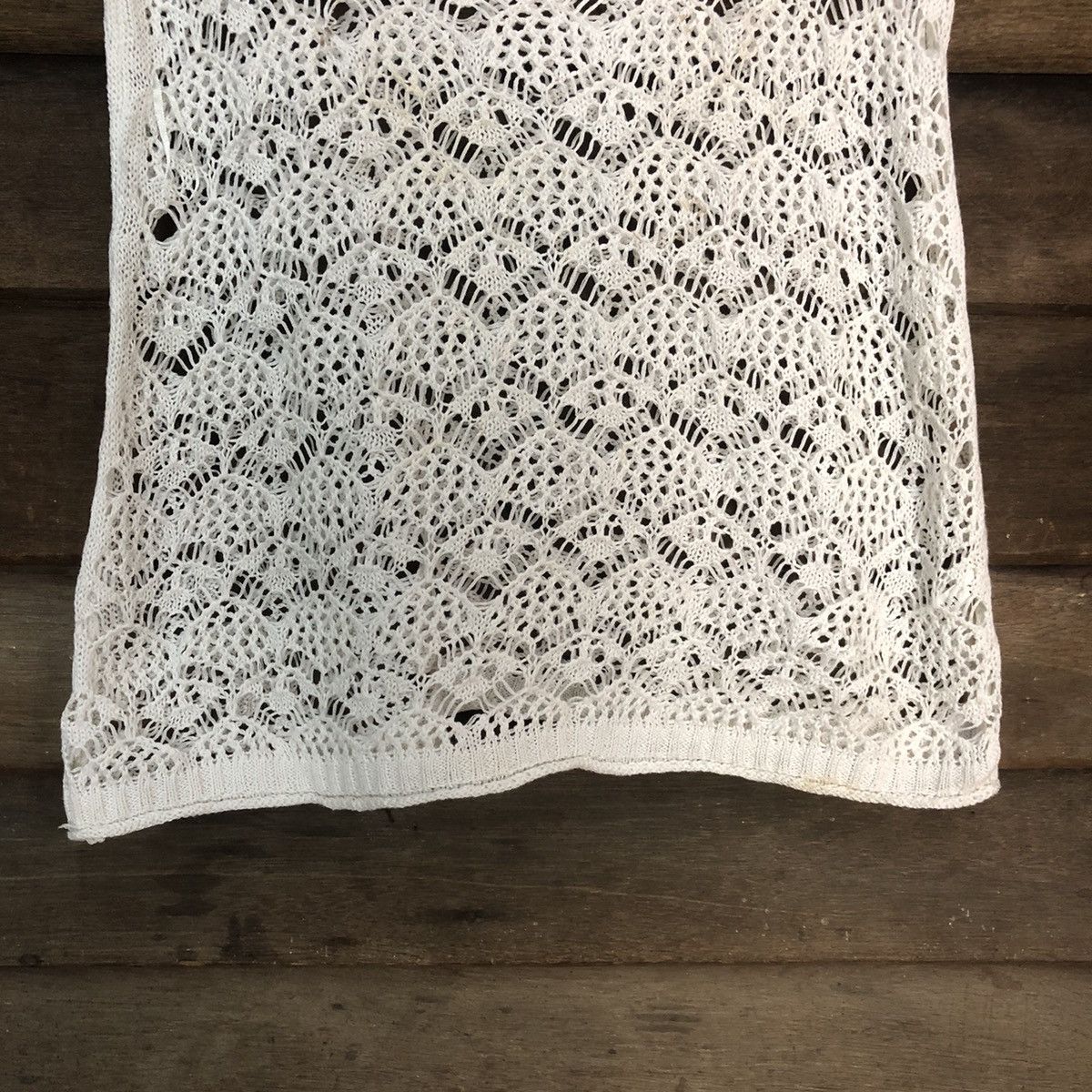 Homespun Knitwear Valley Girl Mesh Net Crochet White Cardigan Knitwear #7177 Size M / US 6-8 / IT 42-44 - 6 Thumbnail