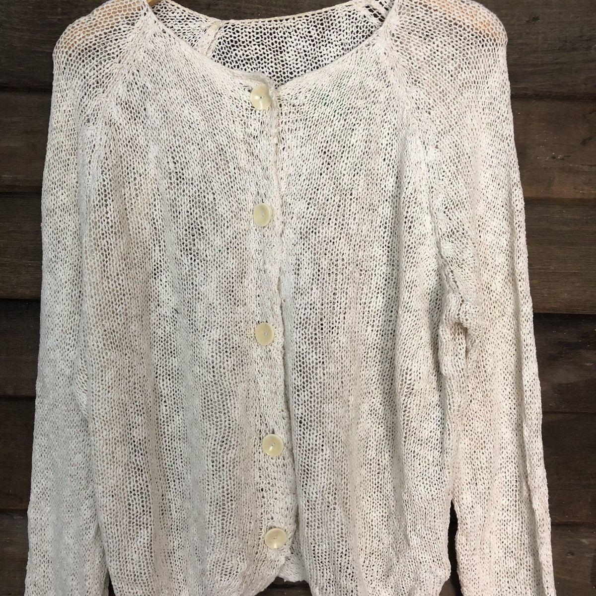 Vintage Japan Mesh Net Crochet White Cardigan Knitwear #7173 Size US L / EU 52-54 / 3 - 4 Thumbnail