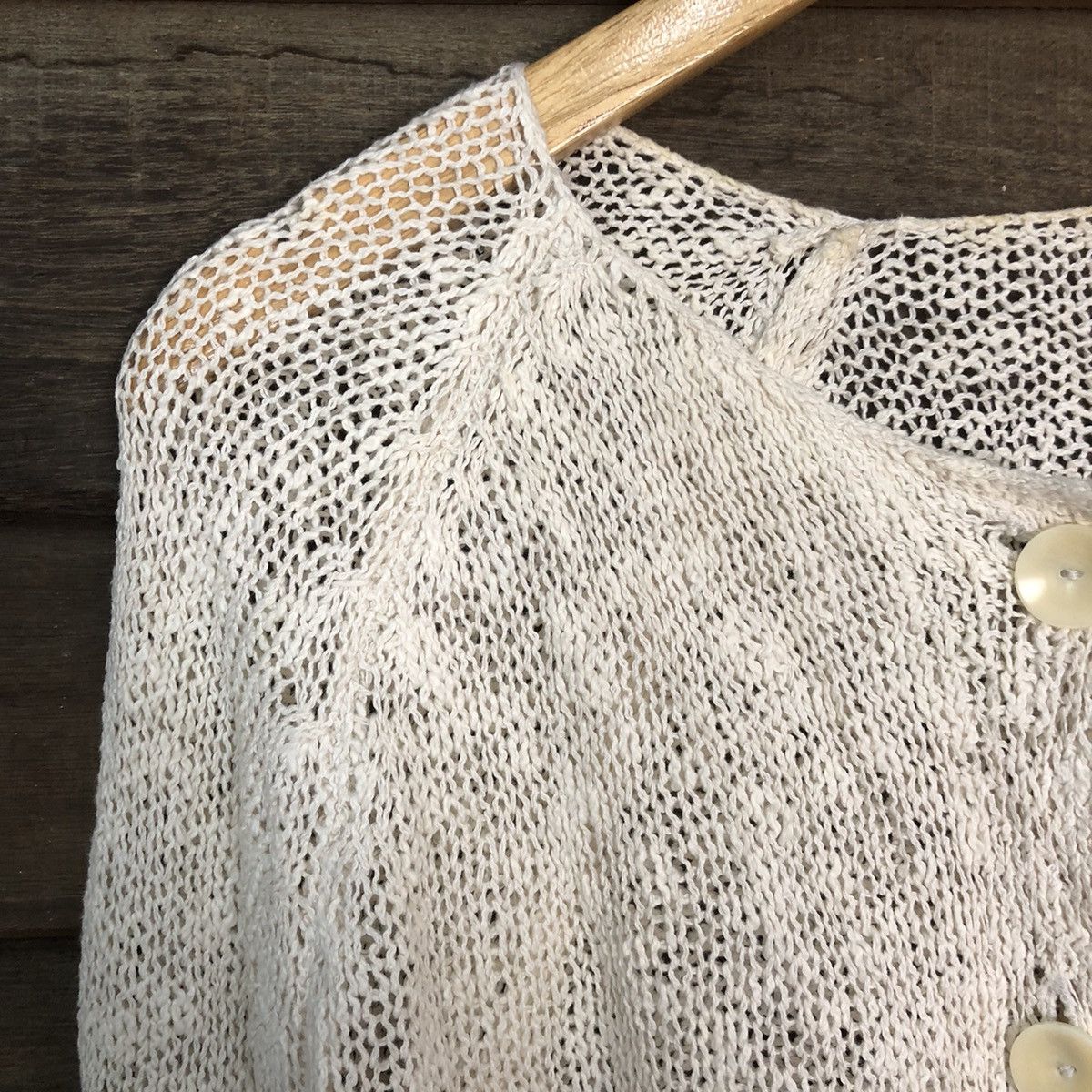 Vintage Japan Mesh Net Crochet White Cardigan Knitwear #7173 Size US L / EU 52-54 / 3 - 5 Thumbnail