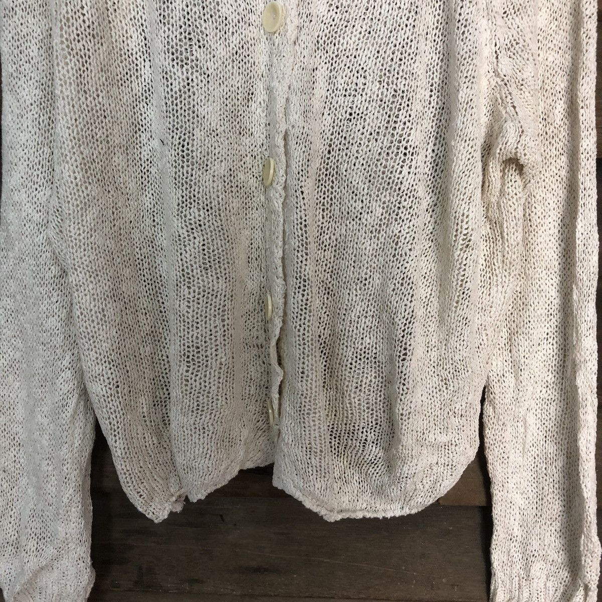 Vintage Japan Mesh Net Crochet White Cardigan Knitwear #7173 Size US L / EU 52-54 / 3 - 7 Thumbnail