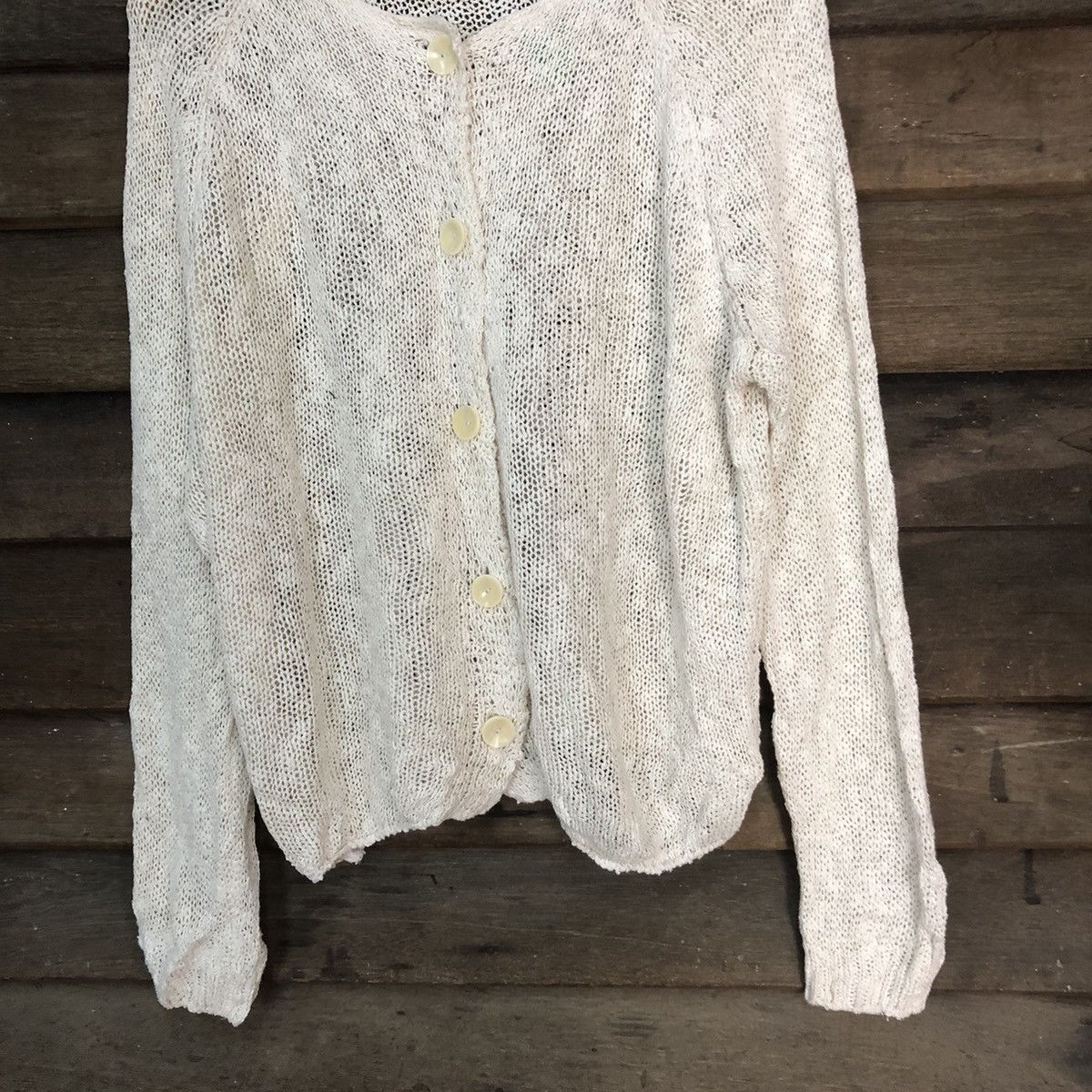 Vintage Japan Mesh Net Crochet White Cardigan Knitwear #7173 Size US L / EU 52-54 / 3 - 3 Thumbnail