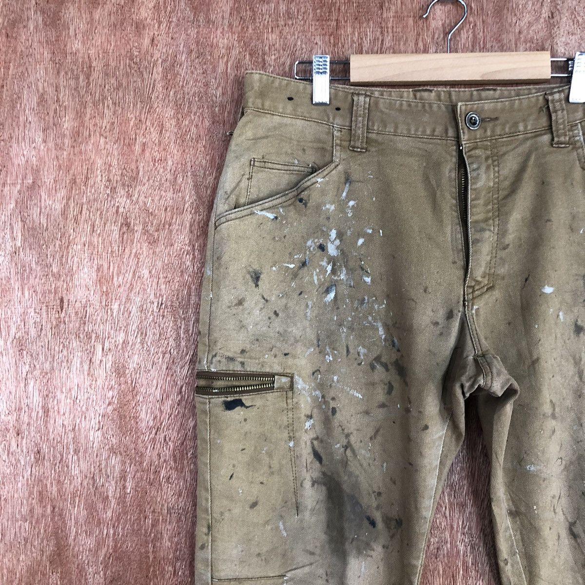 Japanese Brand DLL Fine Assists paint Brown Multipocket Cargo Pants #c894 Size US 35 - 6 Thumbnail