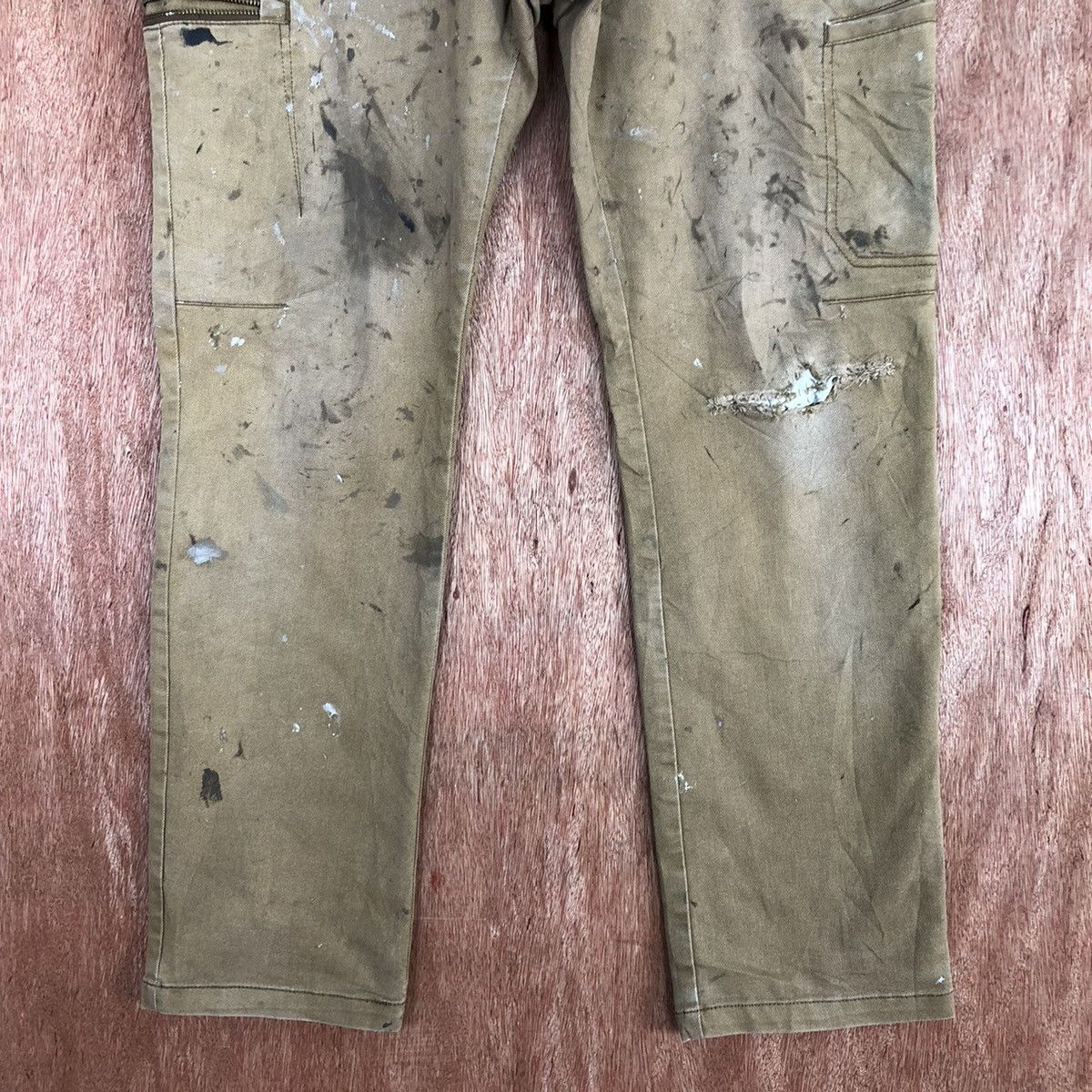 Japanese Brand DLL Fine Assists paint Brown Multipocket Cargo Pants #c894 Size US 35 - 3 Thumbnail