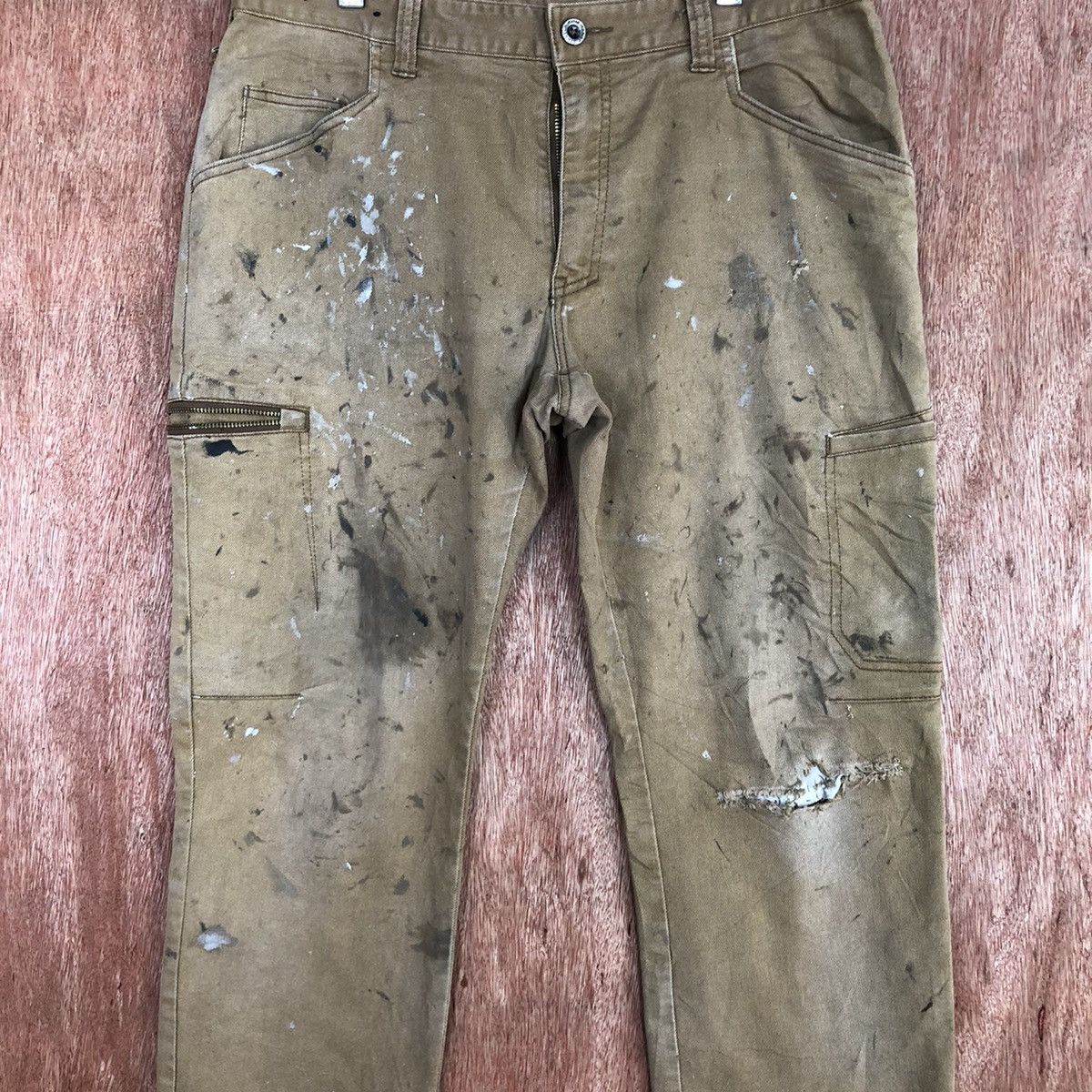 Japanese Brand DLL Fine Assists paint Brown Multipocket Cargo Pants #c894 Size US 35 - 4 Thumbnail