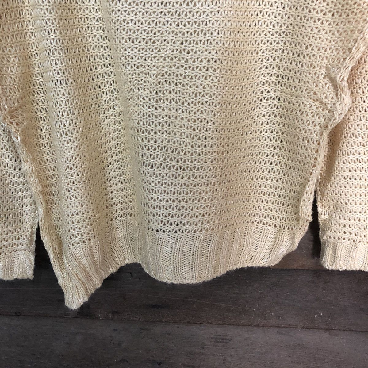 Vintage DL Japan Mesh Net Crochet Yellow Knitwear #7190 Size US L / EU 52-54 / 3 - 8 Thumbnail