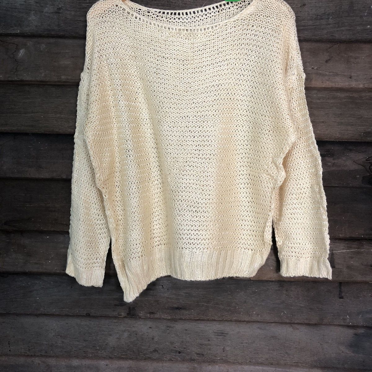 Vintage DL Japan Mesh Net Crochet Yellow Knitwear #7190 Size US L / EU 52-54 / 3 - 3 Thumbnail